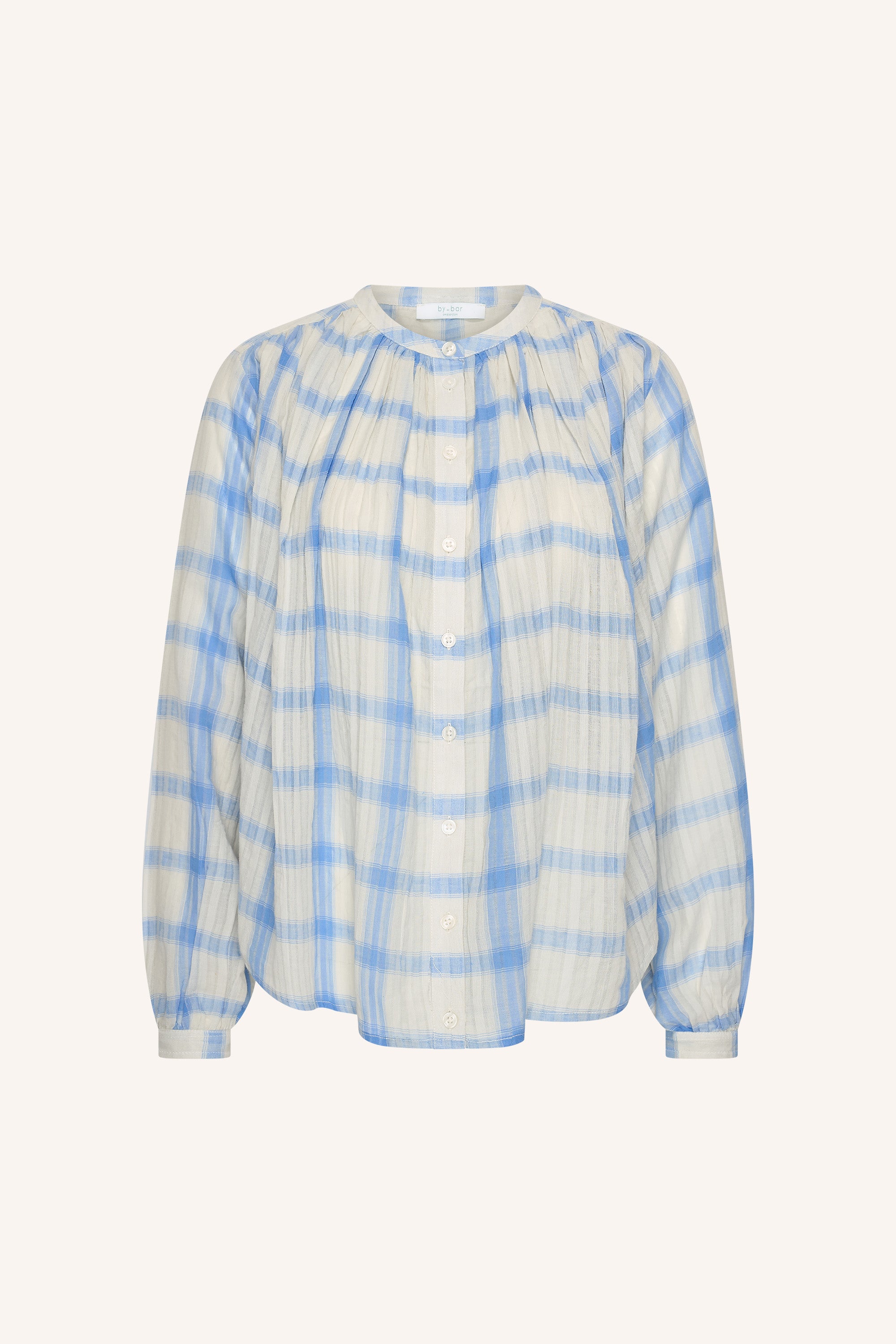 nyka check blouse | light blue check