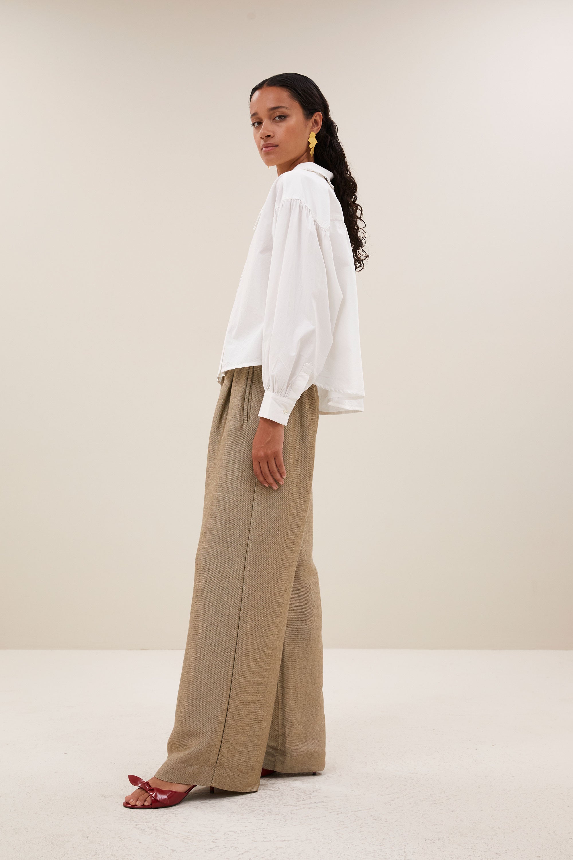 semmy poplin blouse - white, button closure, casual fit, normal fit - by-bar - side view