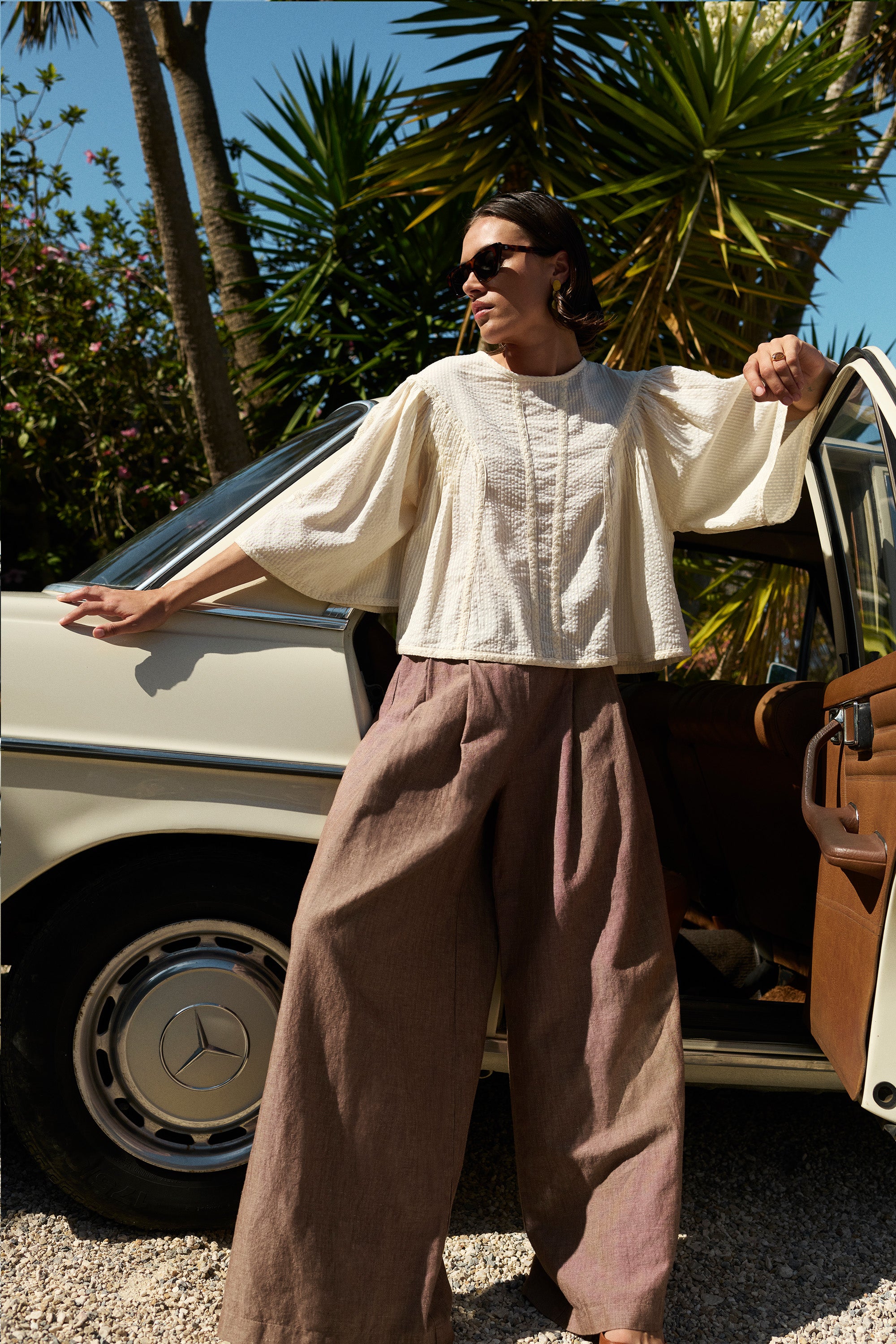 davin seersucker blouse | off white