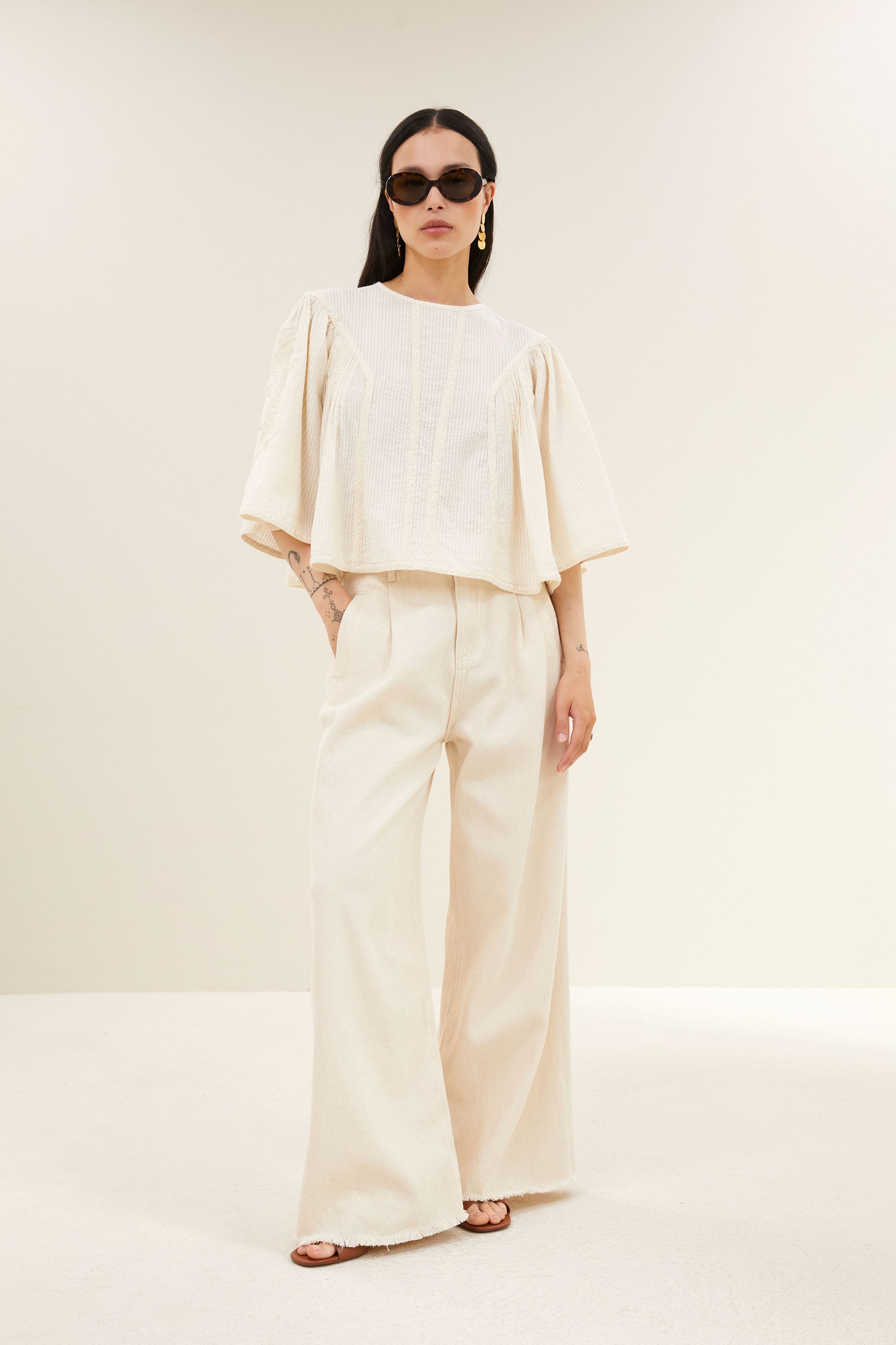 davin seersucker blouse | off white