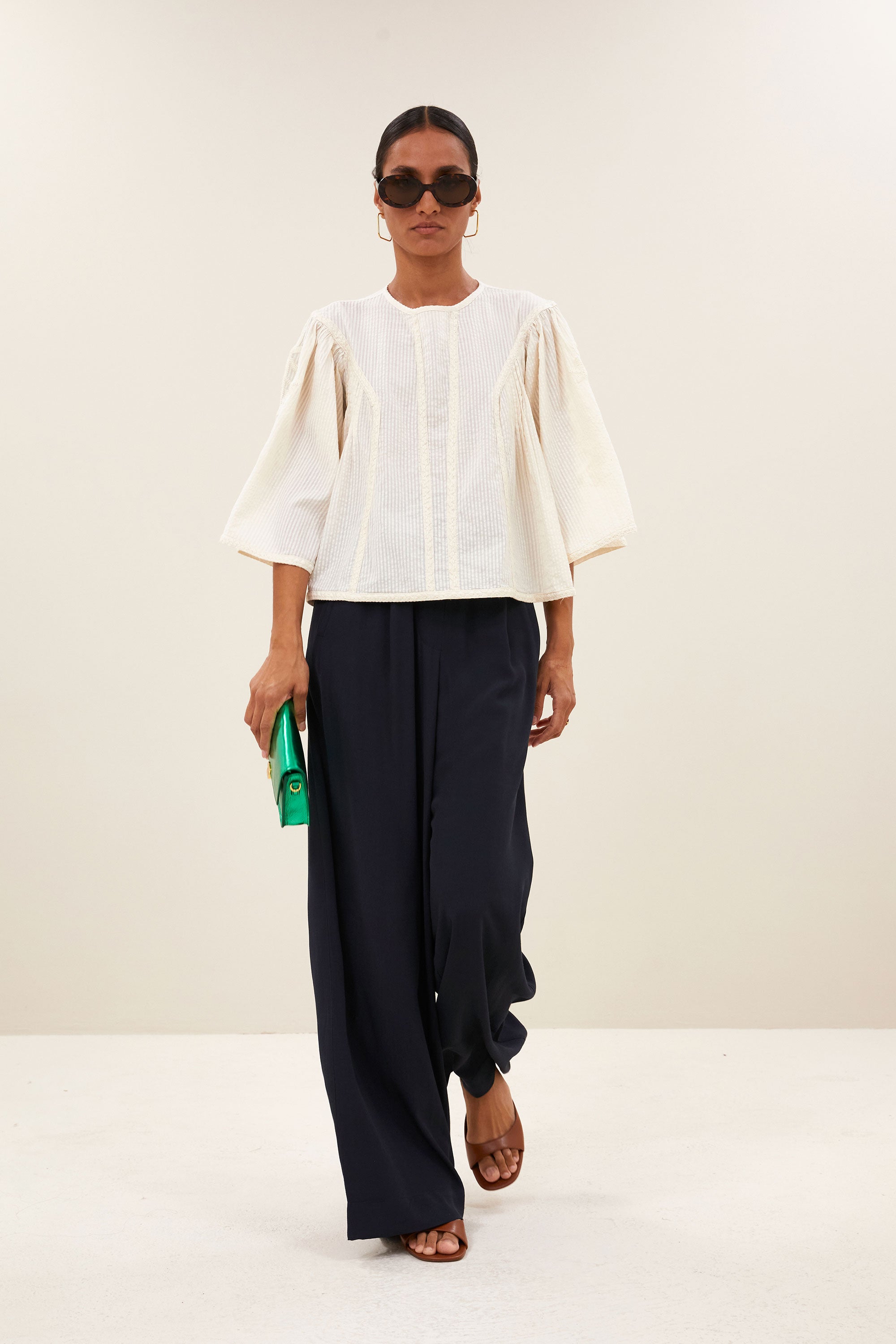 davin seersucker blouse | off white