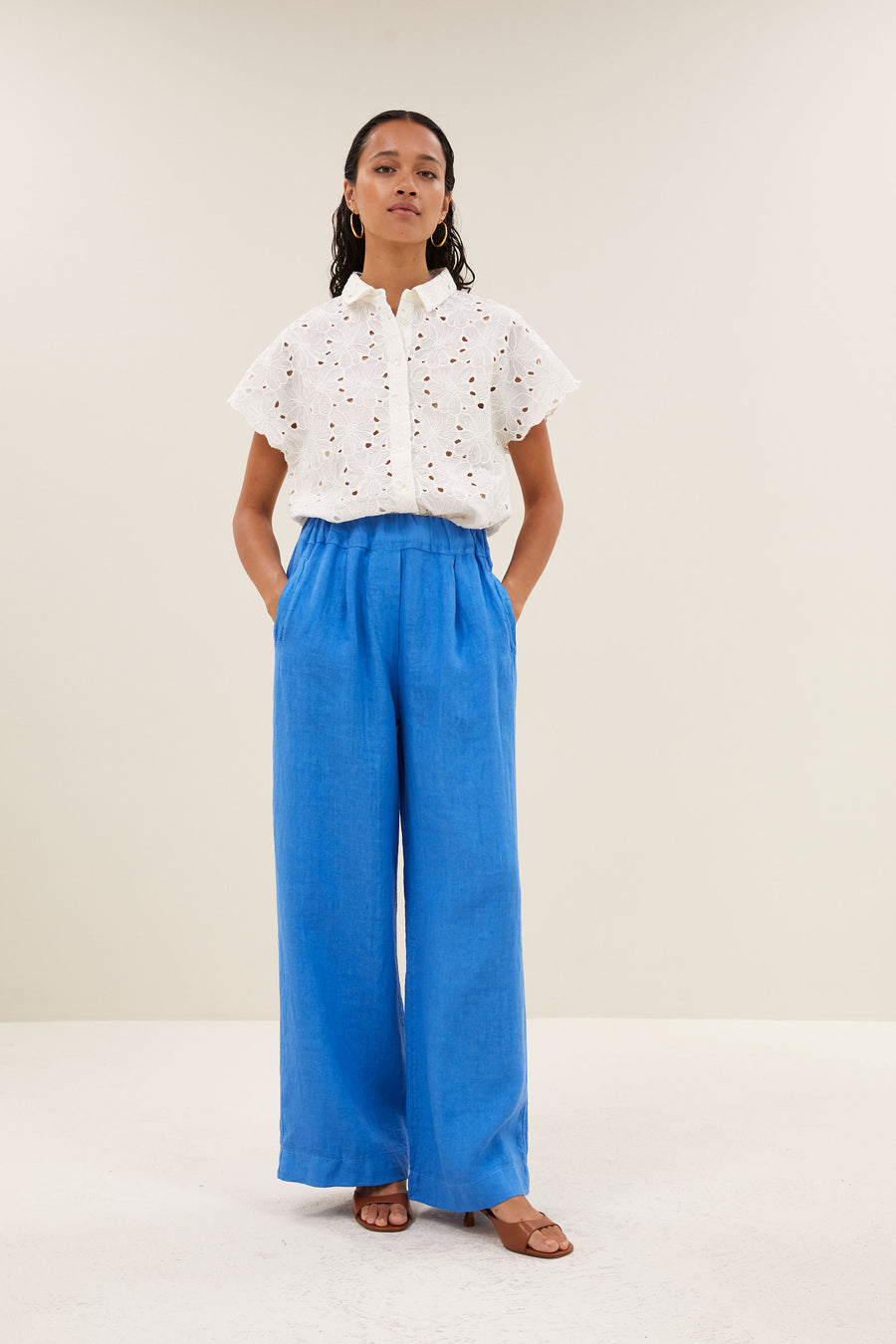 benji linen pants | regatta blue