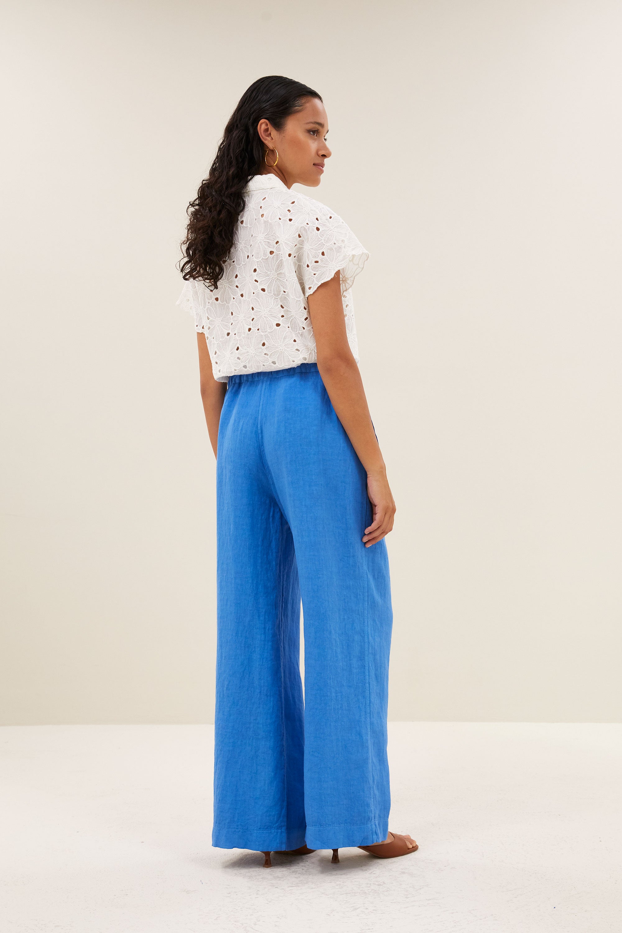 benji linen pants | regatta blue