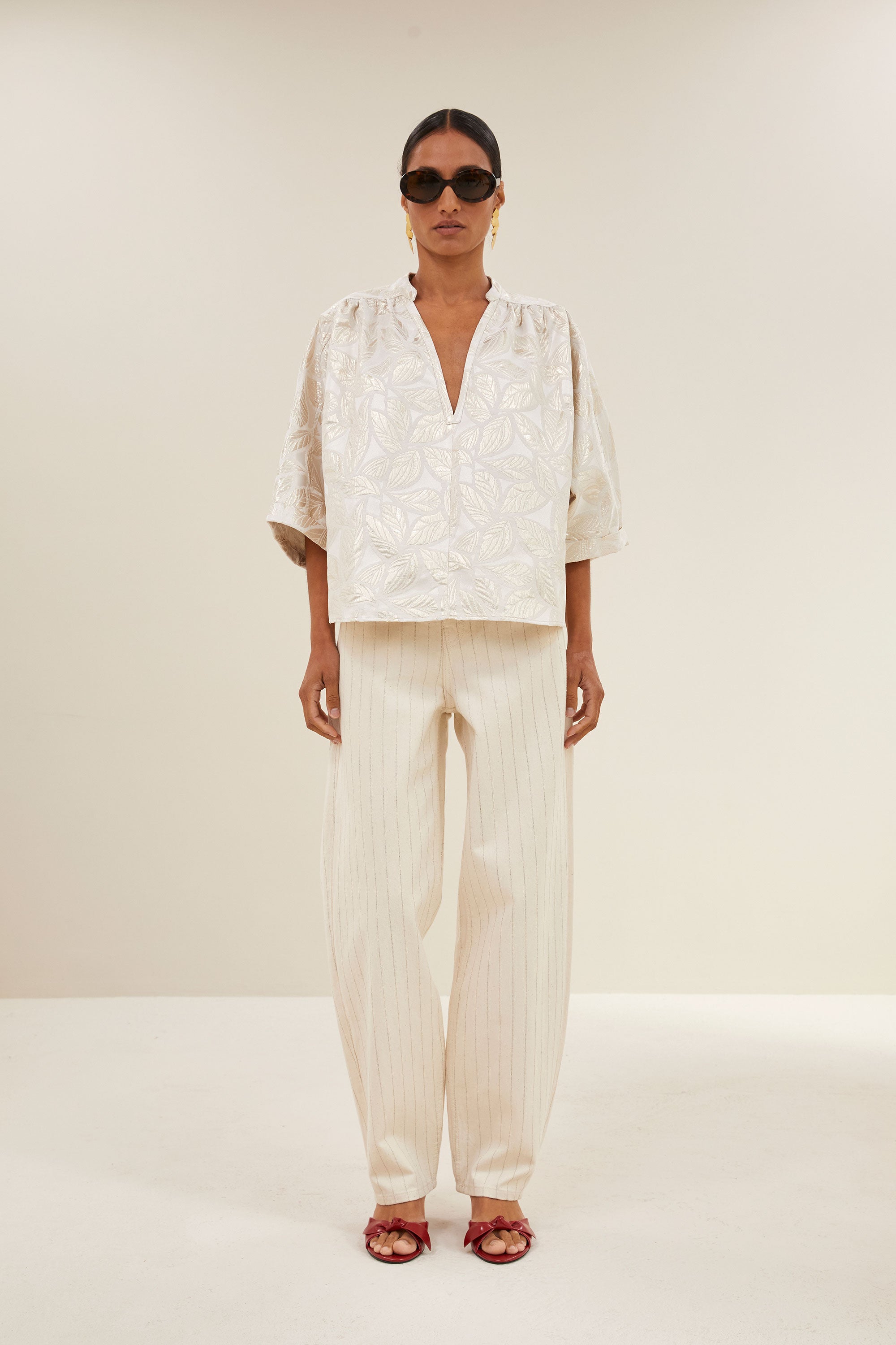 levy jacquard blouse | champagne