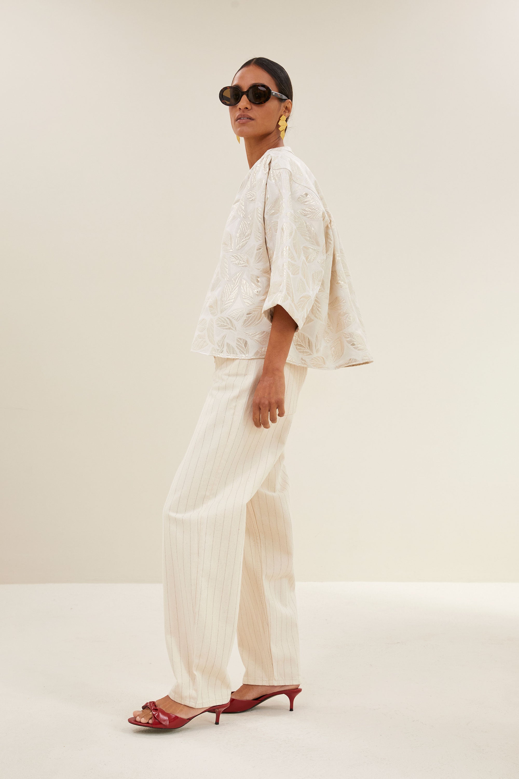 levy jacquard blouse | champagne