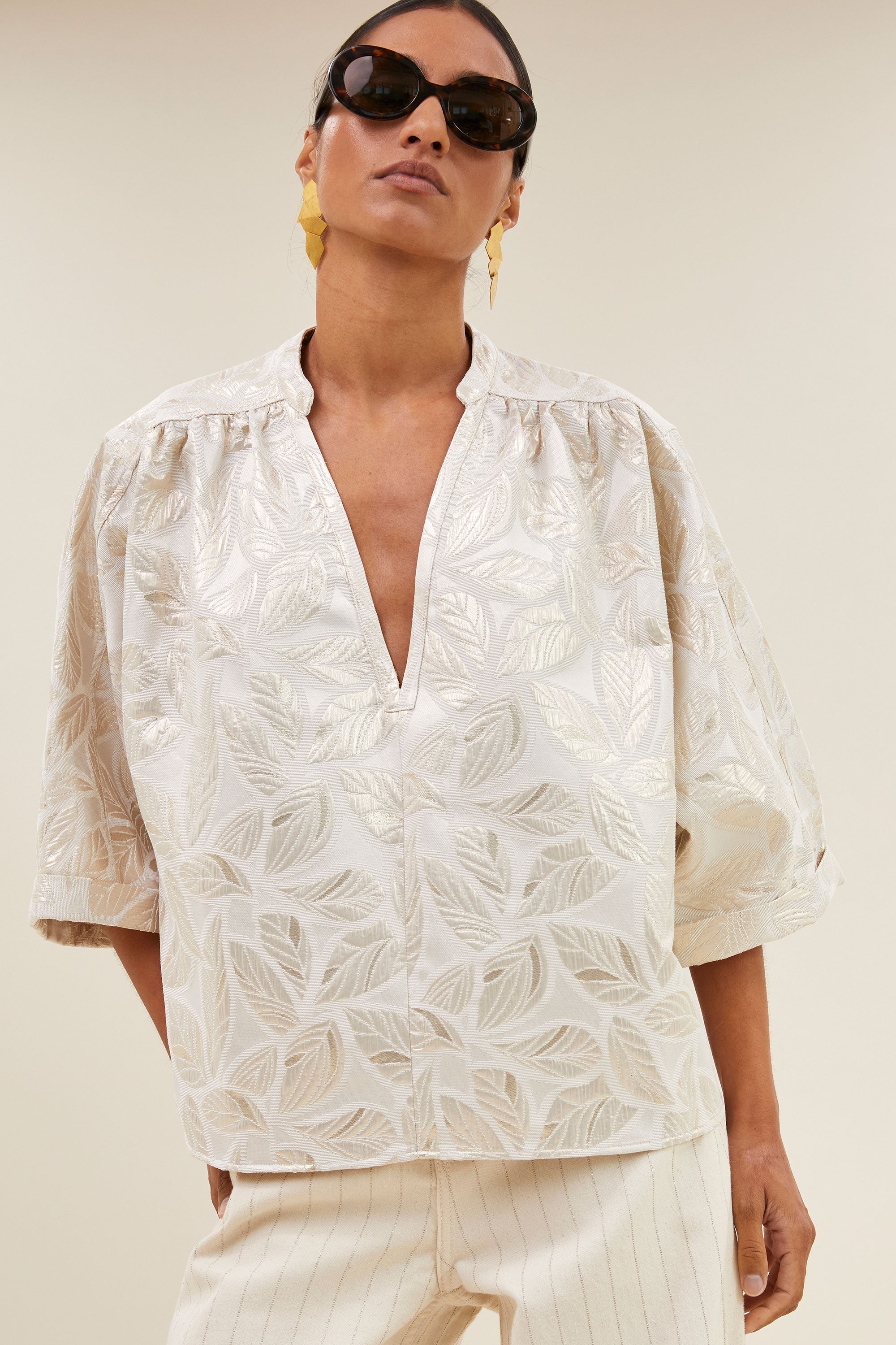 levy jacquard blouse | champagne