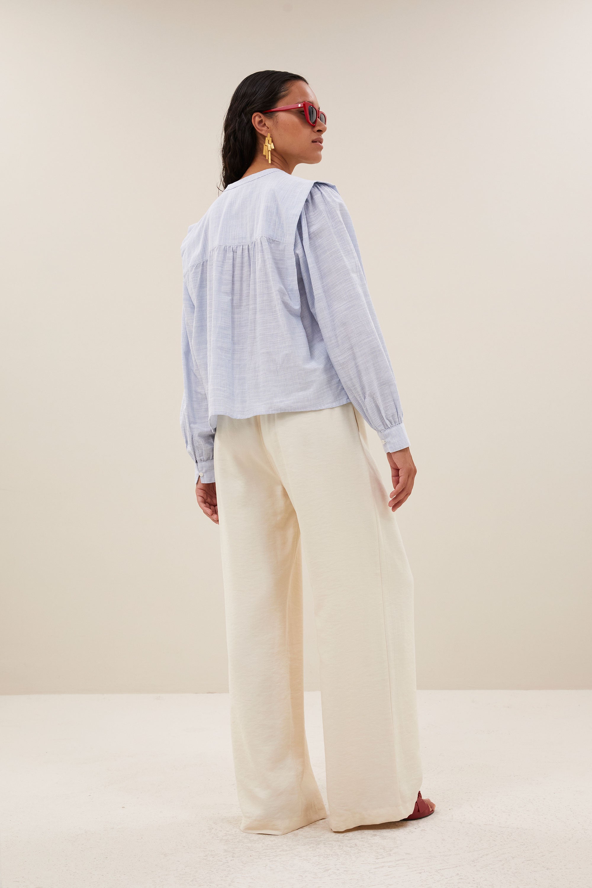soof slub stripe blouse | light blue stripe