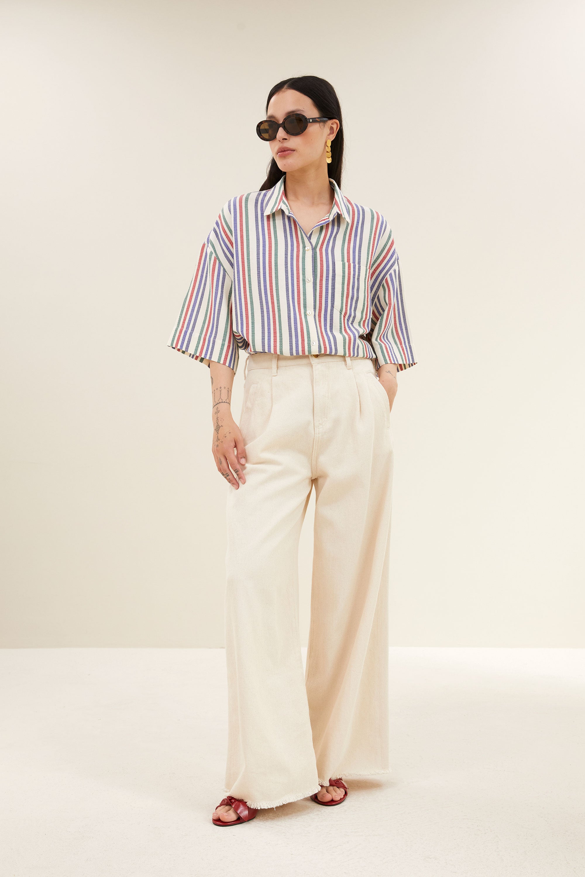pilar multi stripe blouse | multi stripe