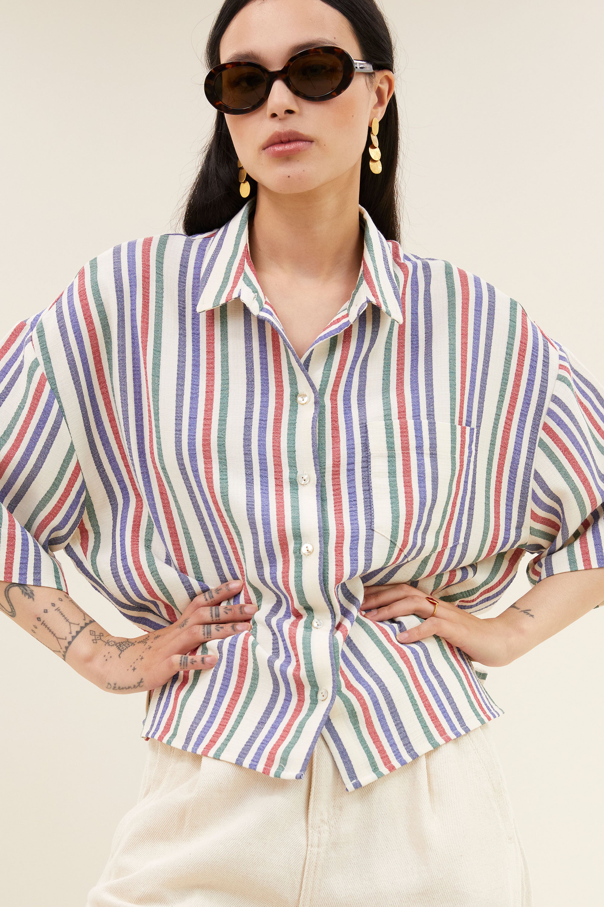 pilar multi stripe blouse | multi stripe