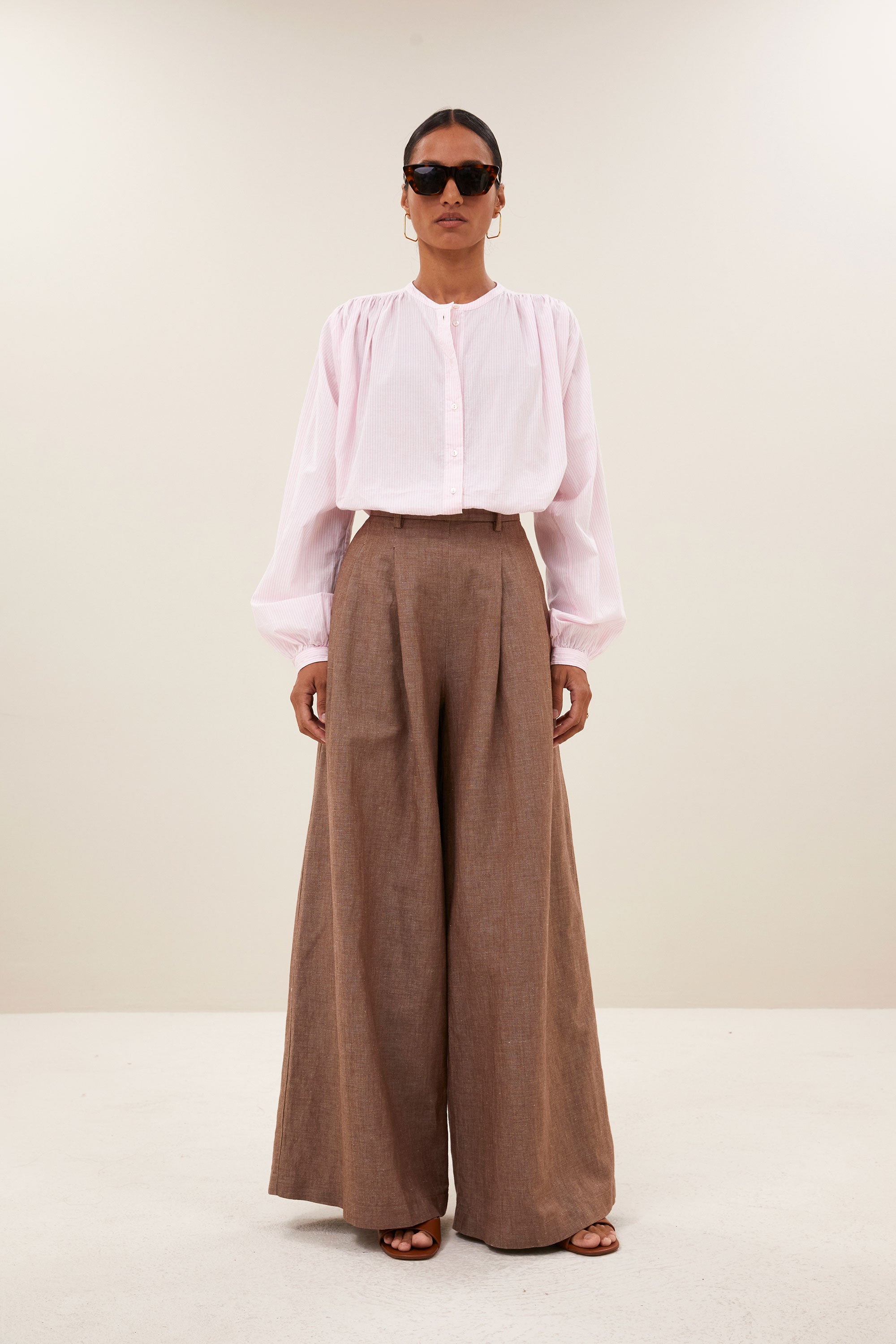 nyka pinstripe blouse | pink pin stripe