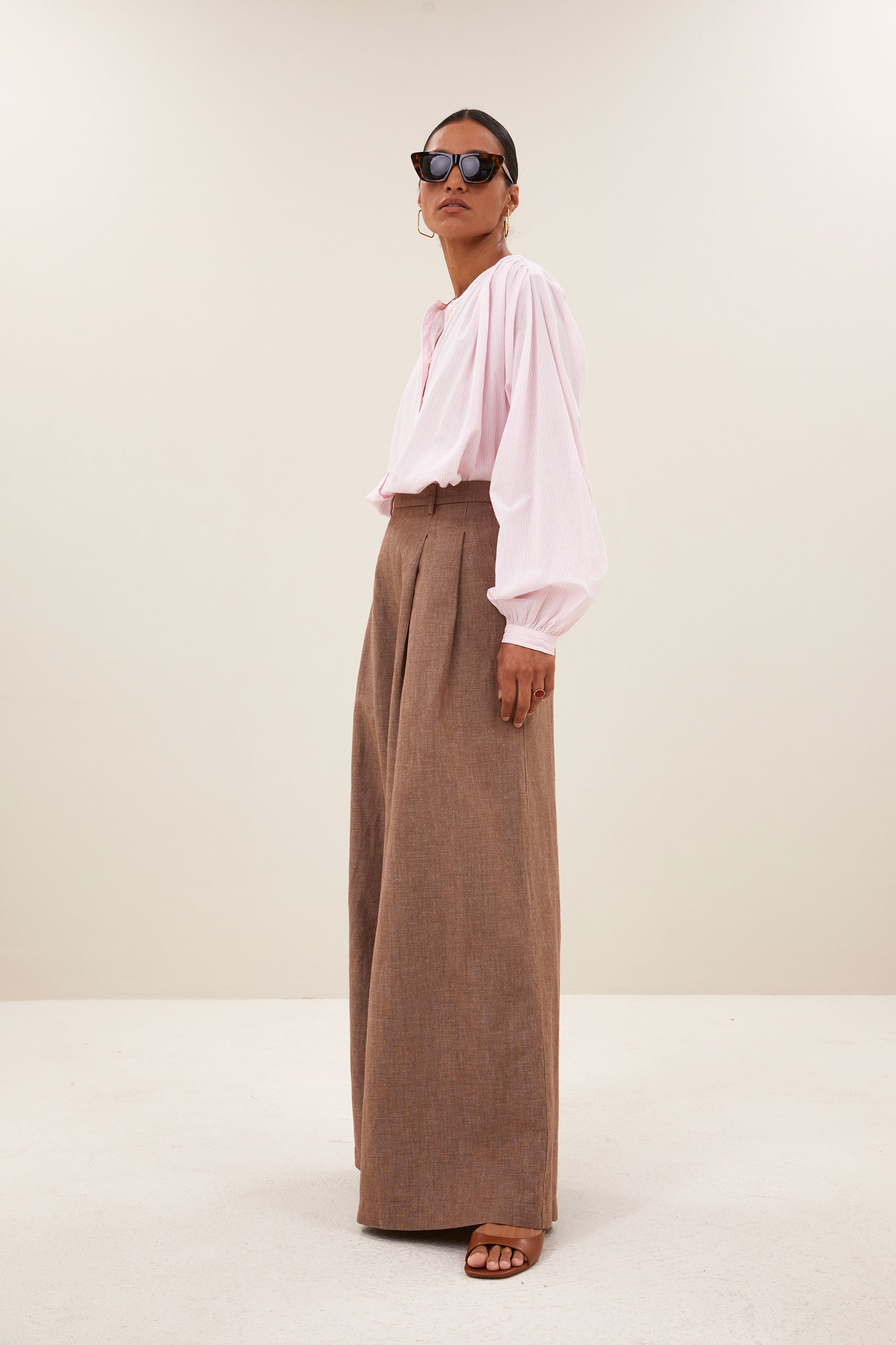 nyka pinstripe blouse | pink pin stripe