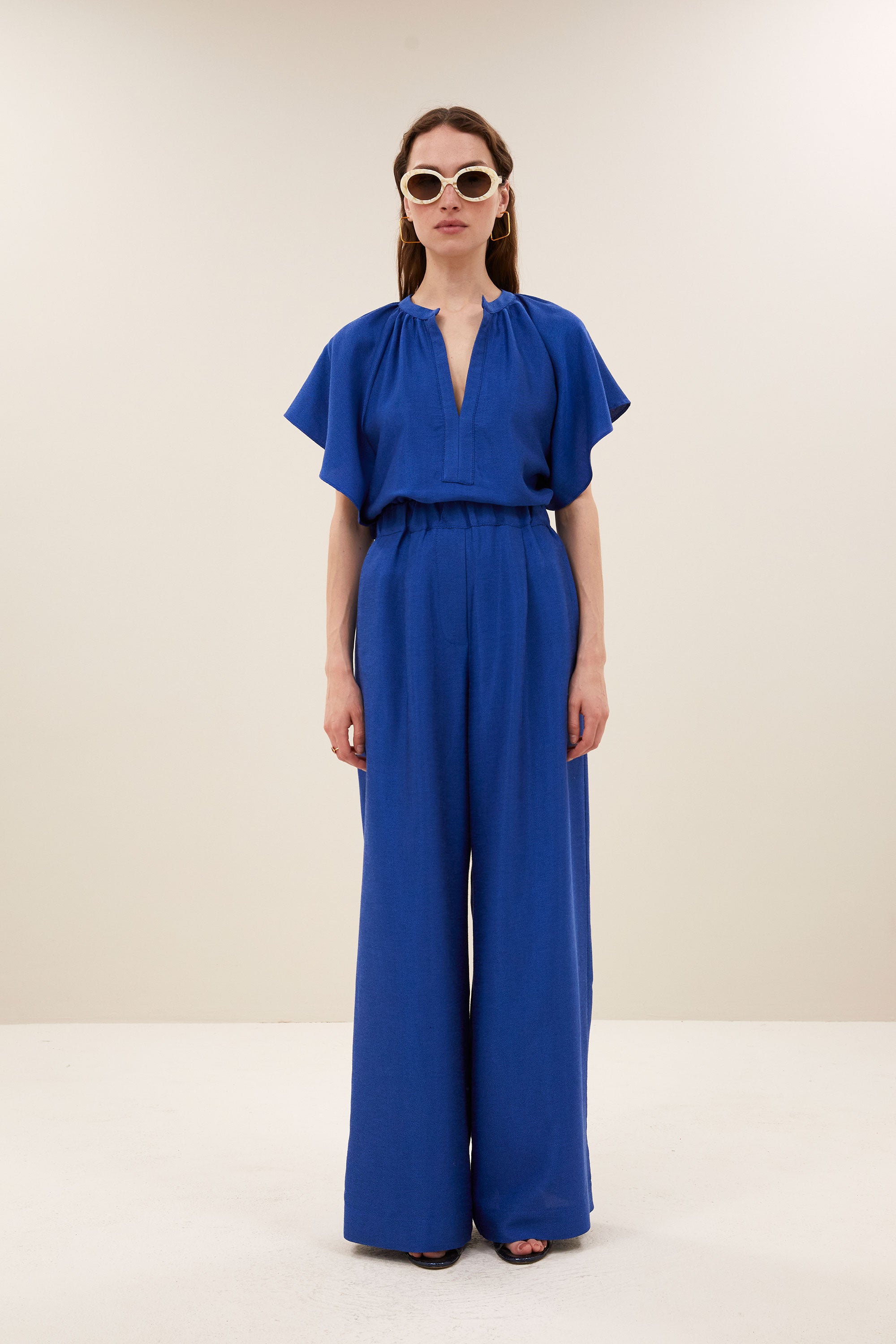 vina gloss blouse | kingsblue