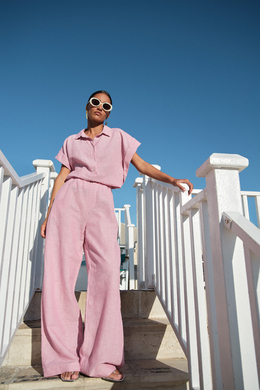 benji linen pants | dusty pink