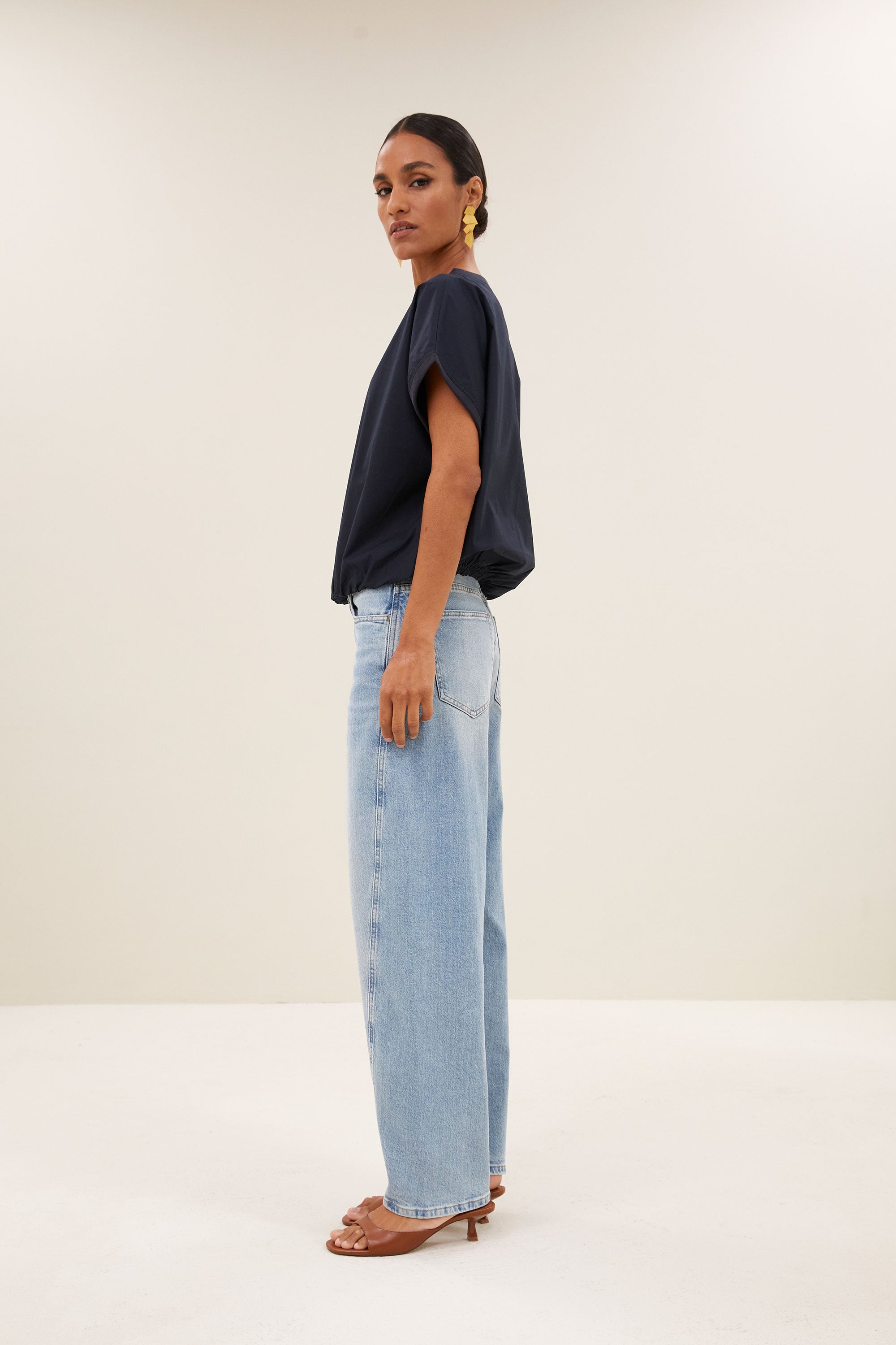 tyler poplin top | midnight