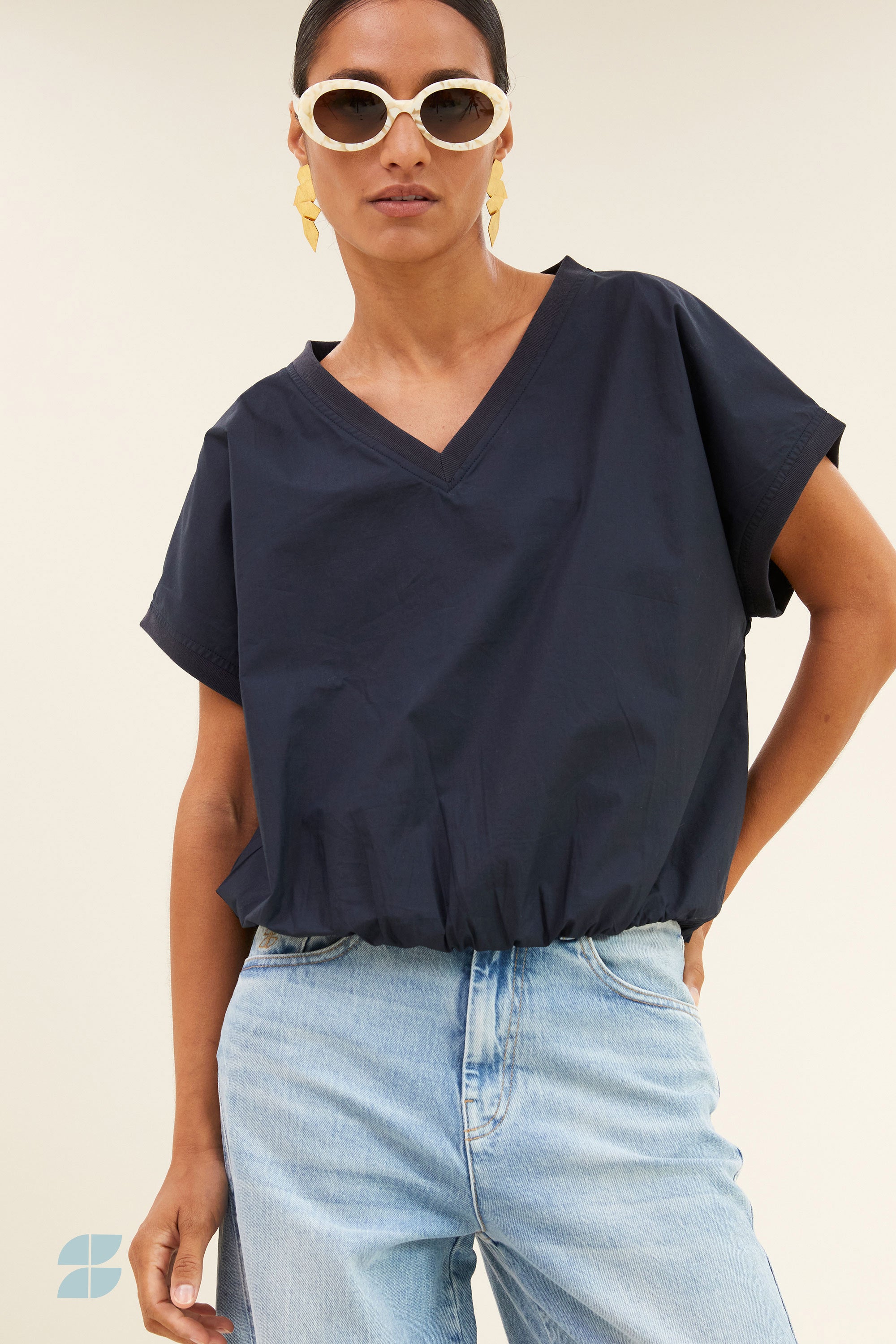 tyler poplin top | midnight