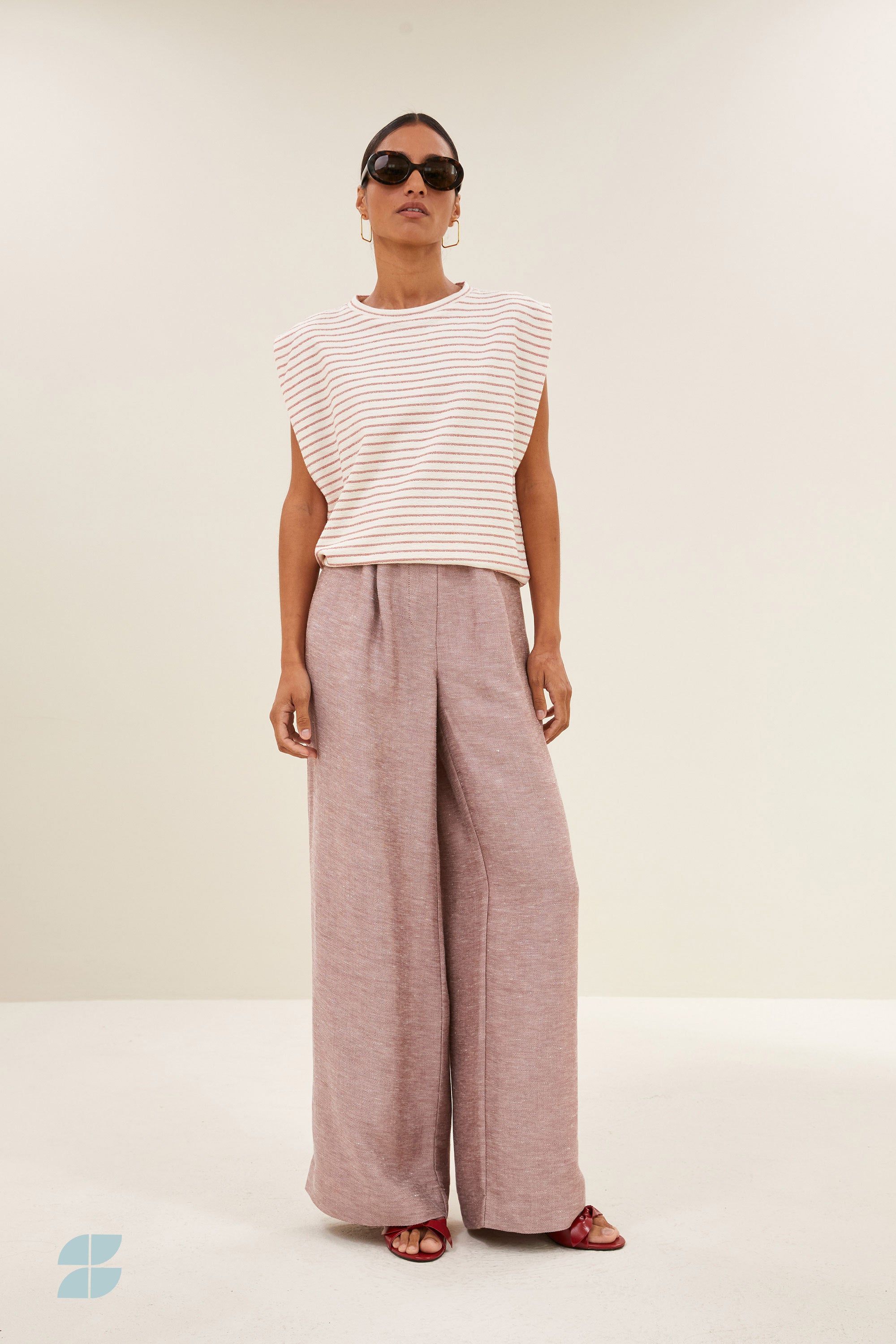 diede heavy jersey stripe top | sunset rose stripe