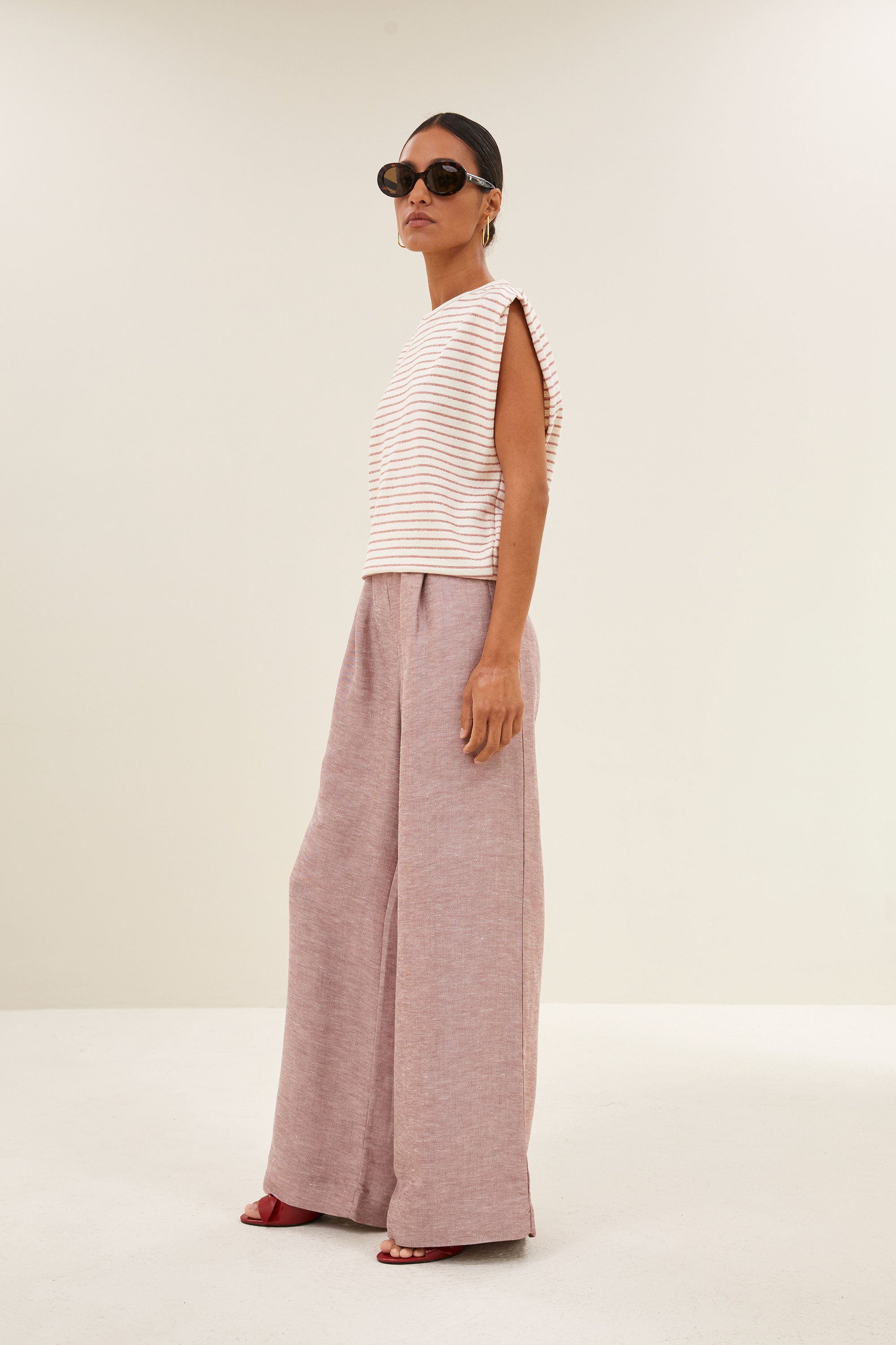 diede heavy jersey stripe top | sunset rose stripe