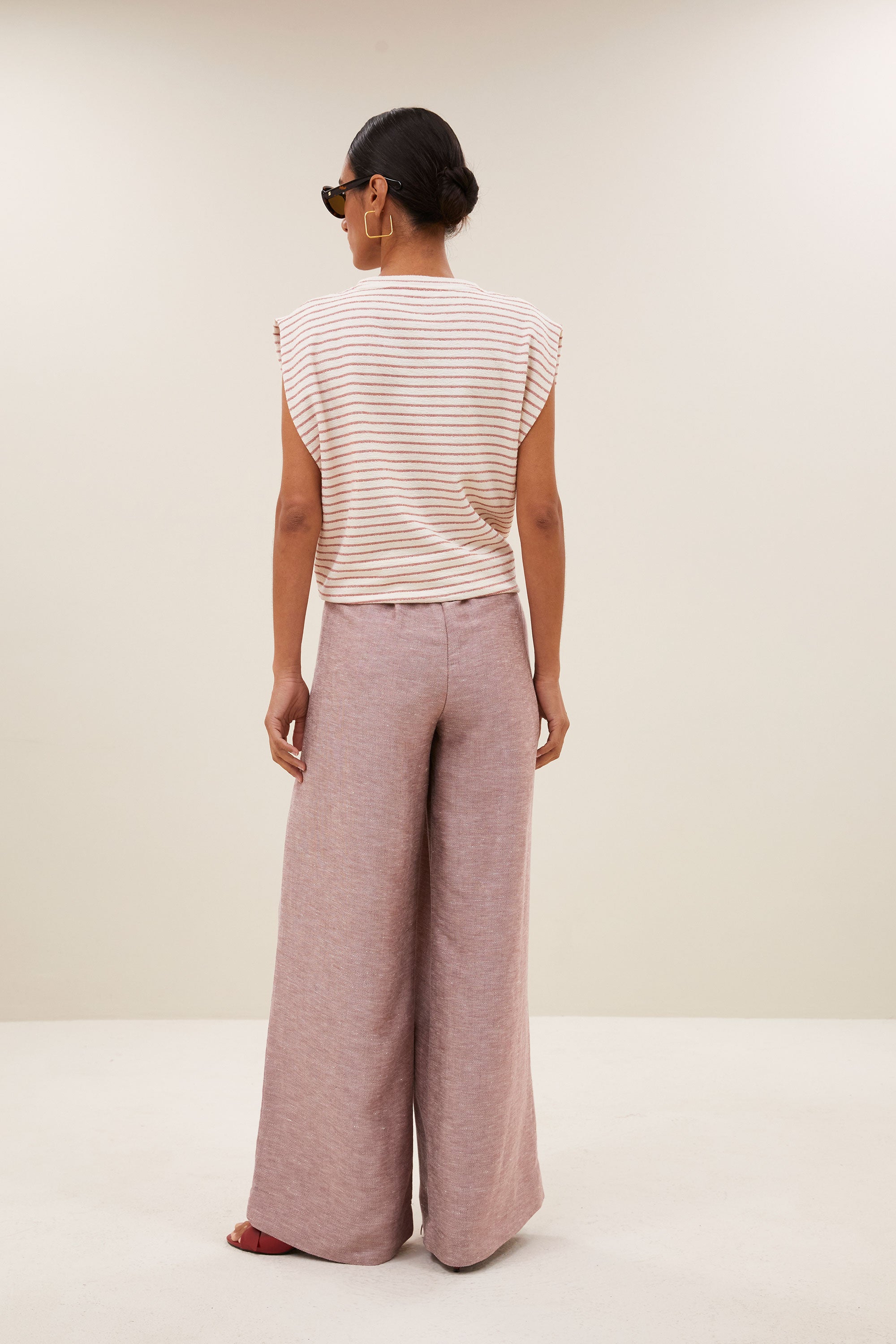 diede heavy jersey stripe top | sunset rose stripe