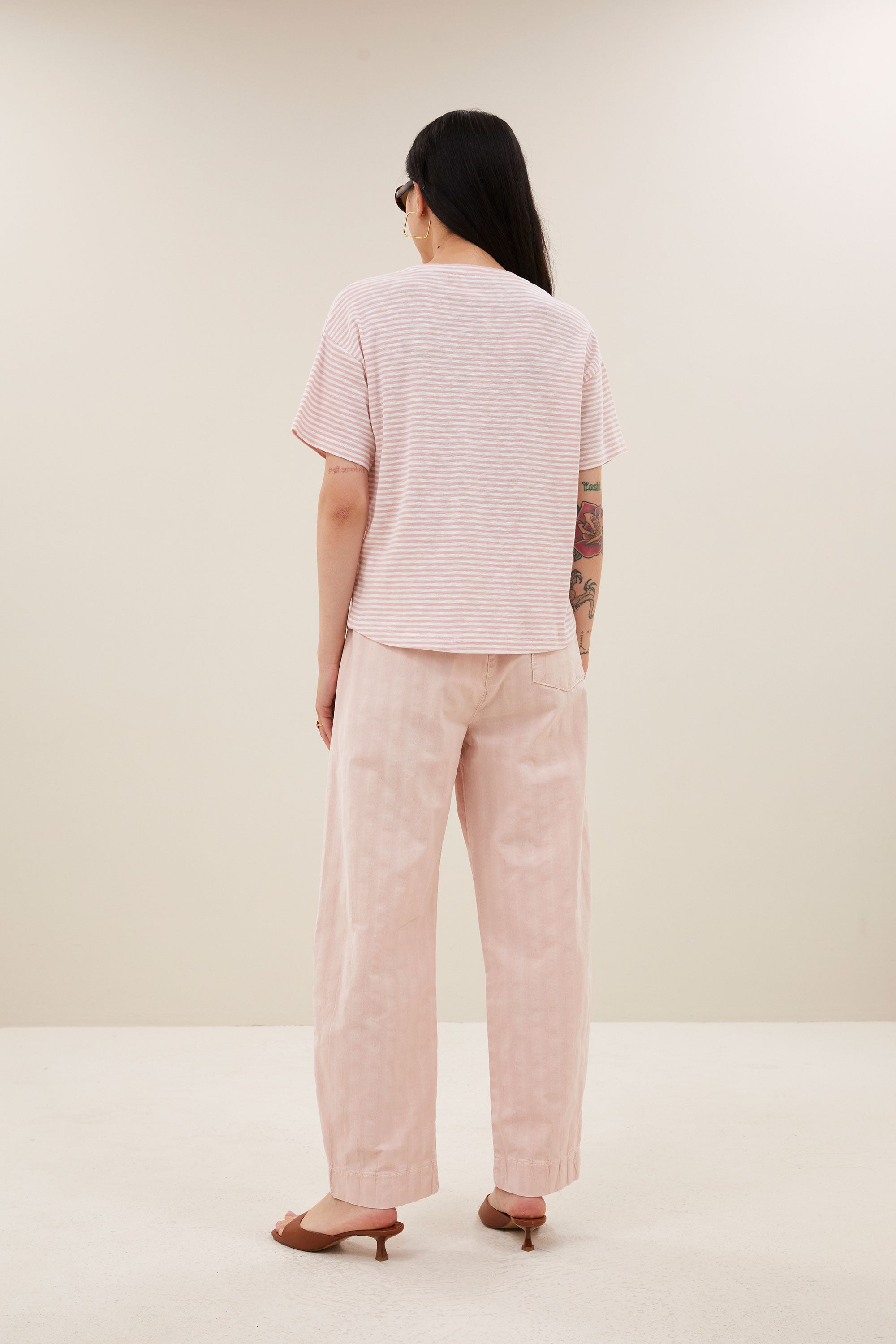 mace flame stripe top | light rose stripe