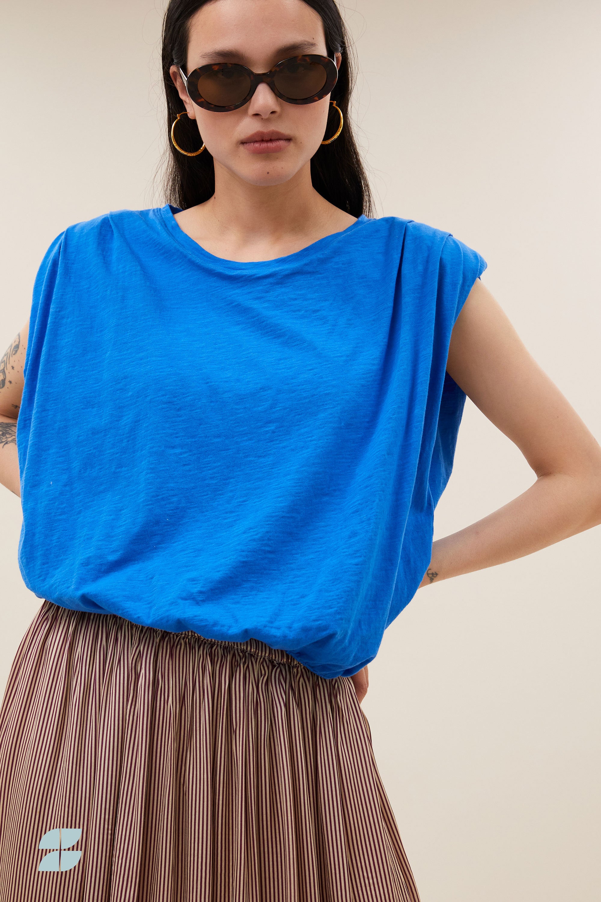 nilou jersey top | french blue