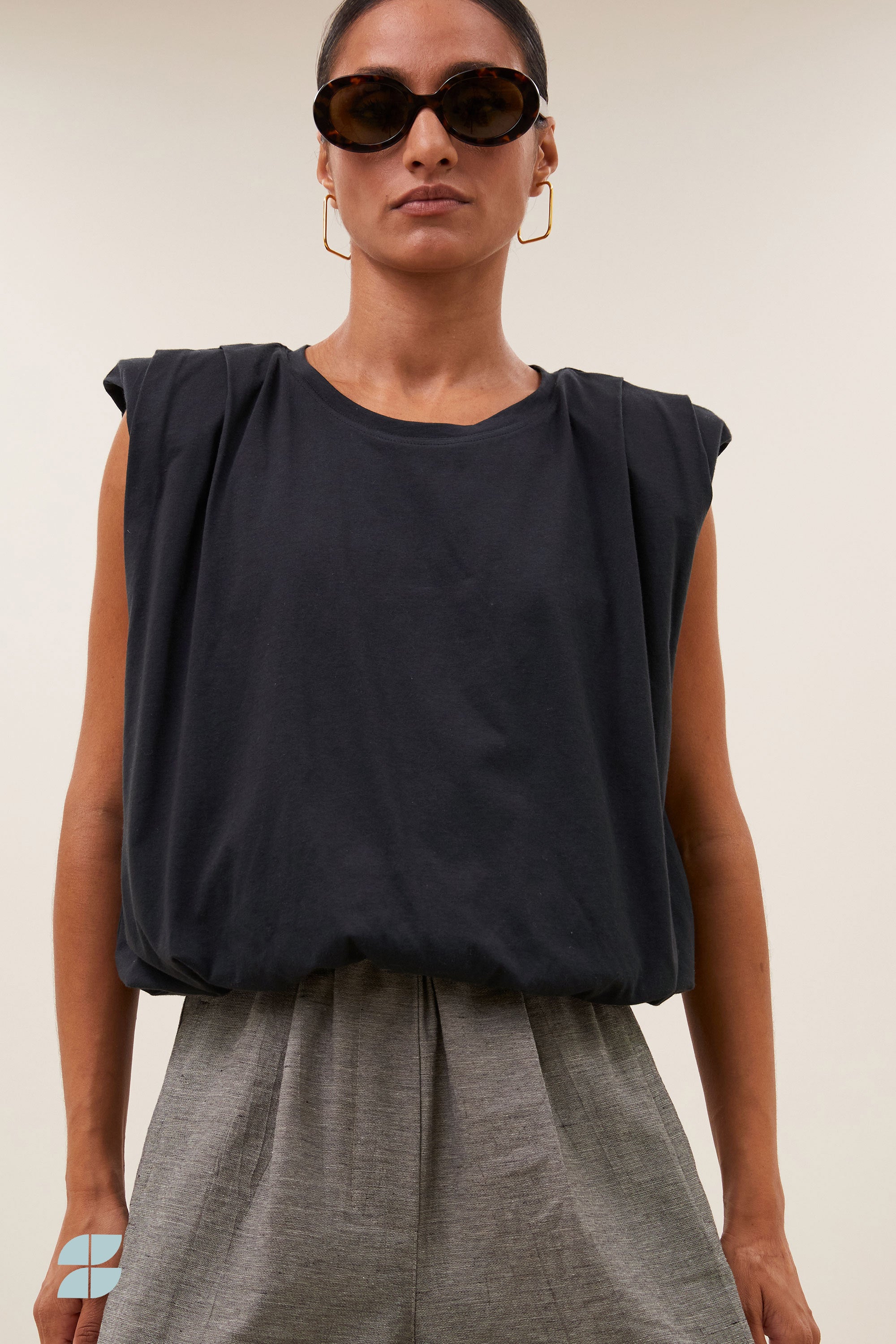 nilou jersey top | jet black