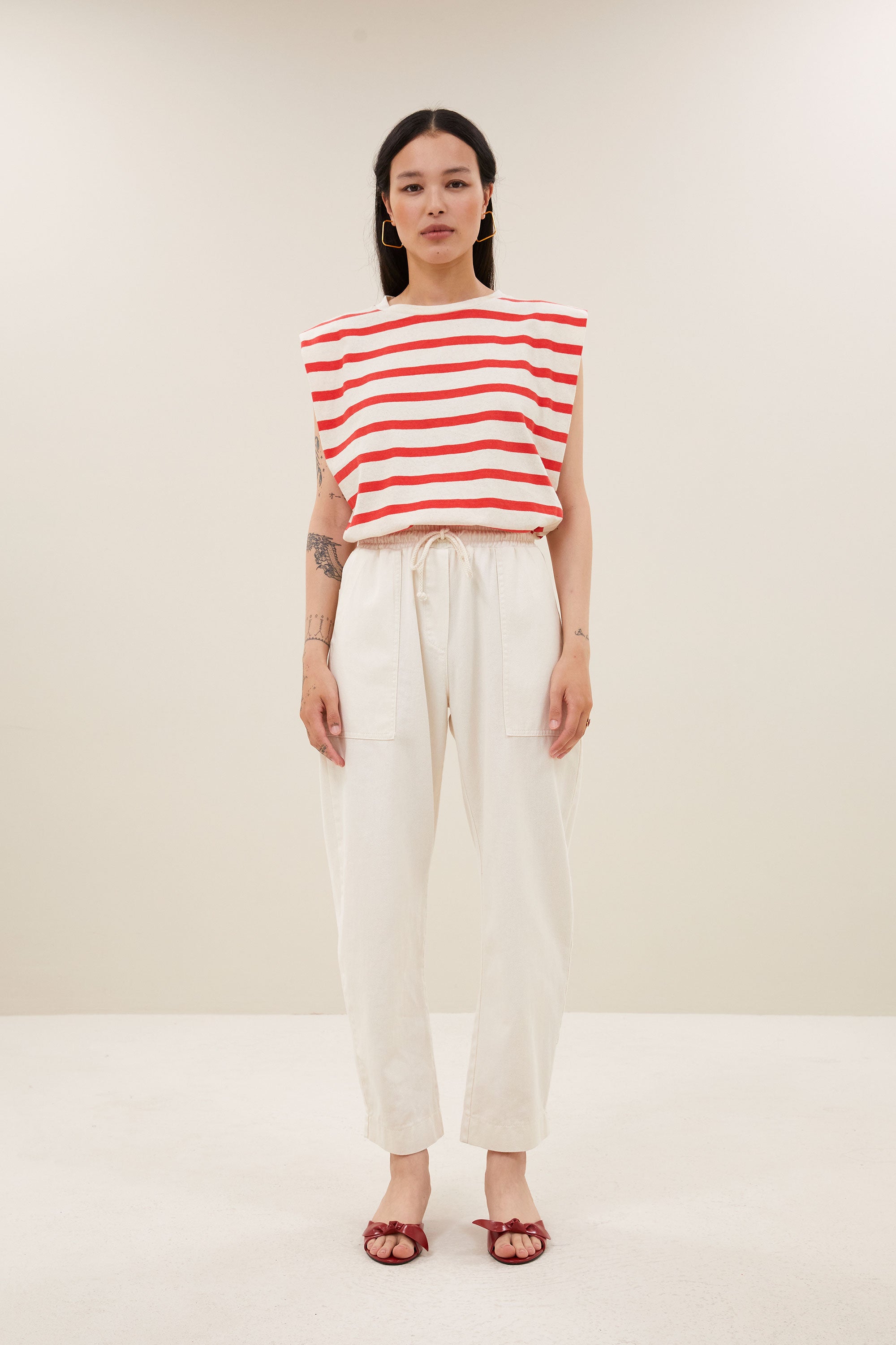 diede stripe top | poppy red stripe