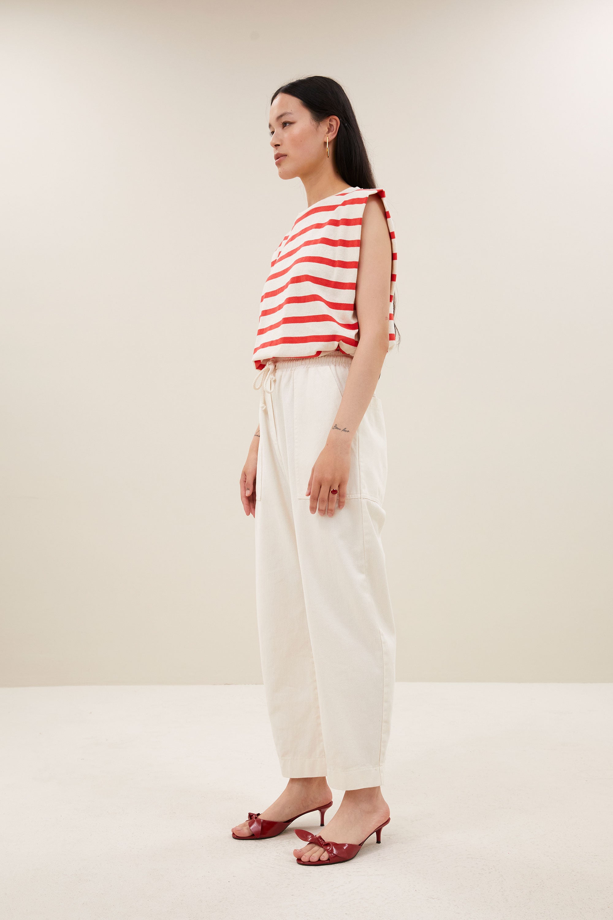 diede stripe top | poppy red stripe