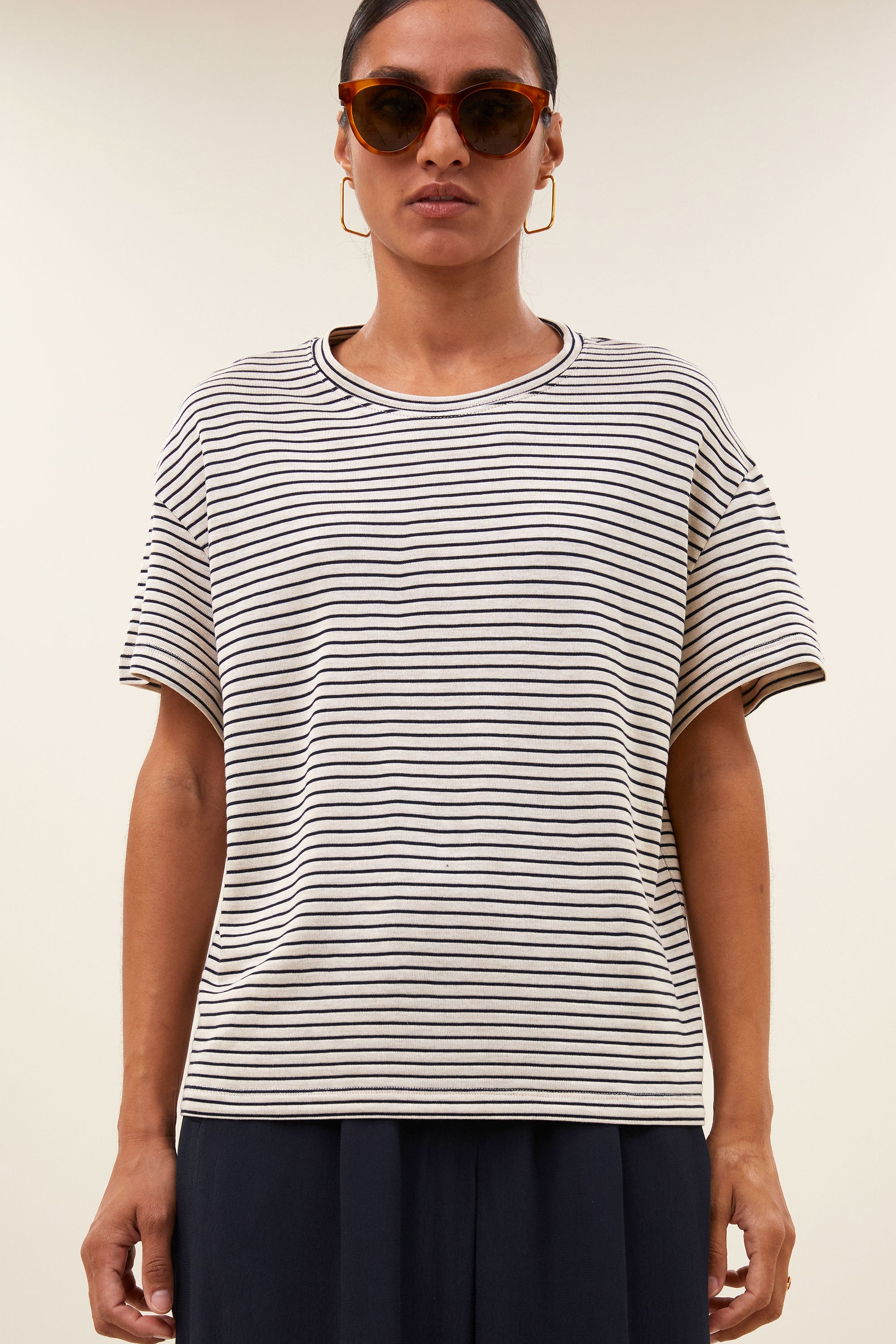 mace small stripe top | admiral blue stripe