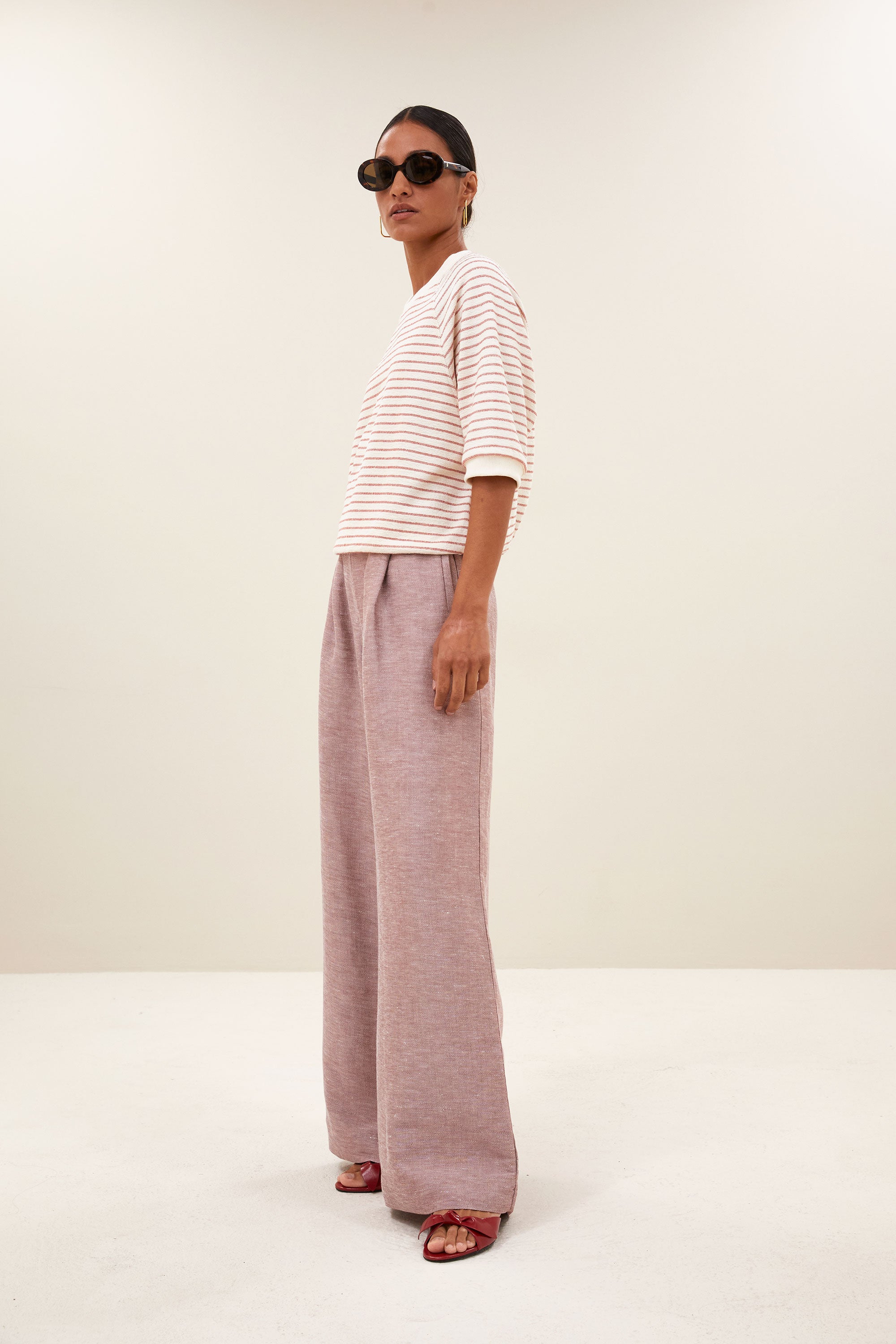 neva heavy jersey stripe top | sunset rose stripe