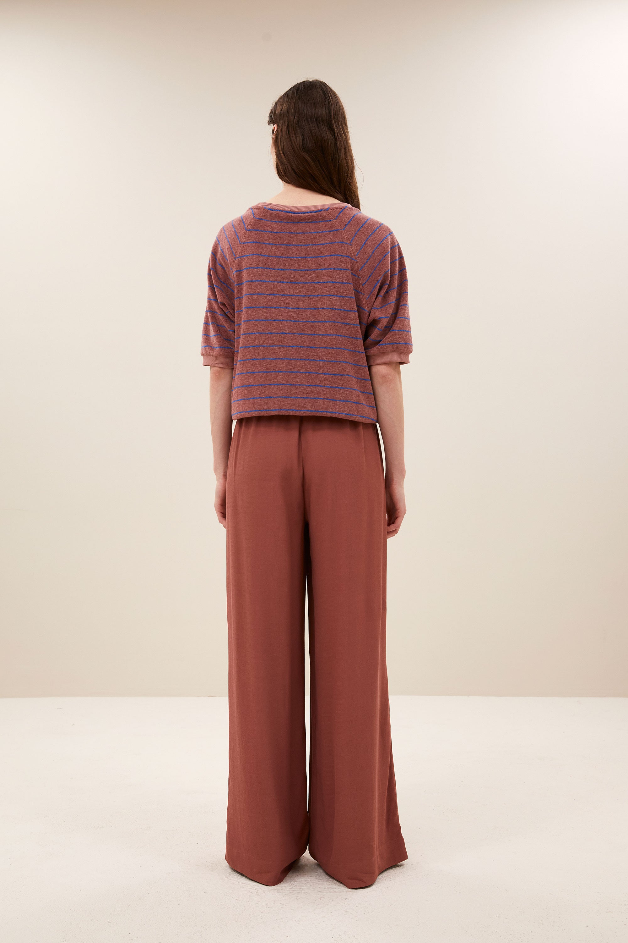 neva slub stripe top | withered rose stripe