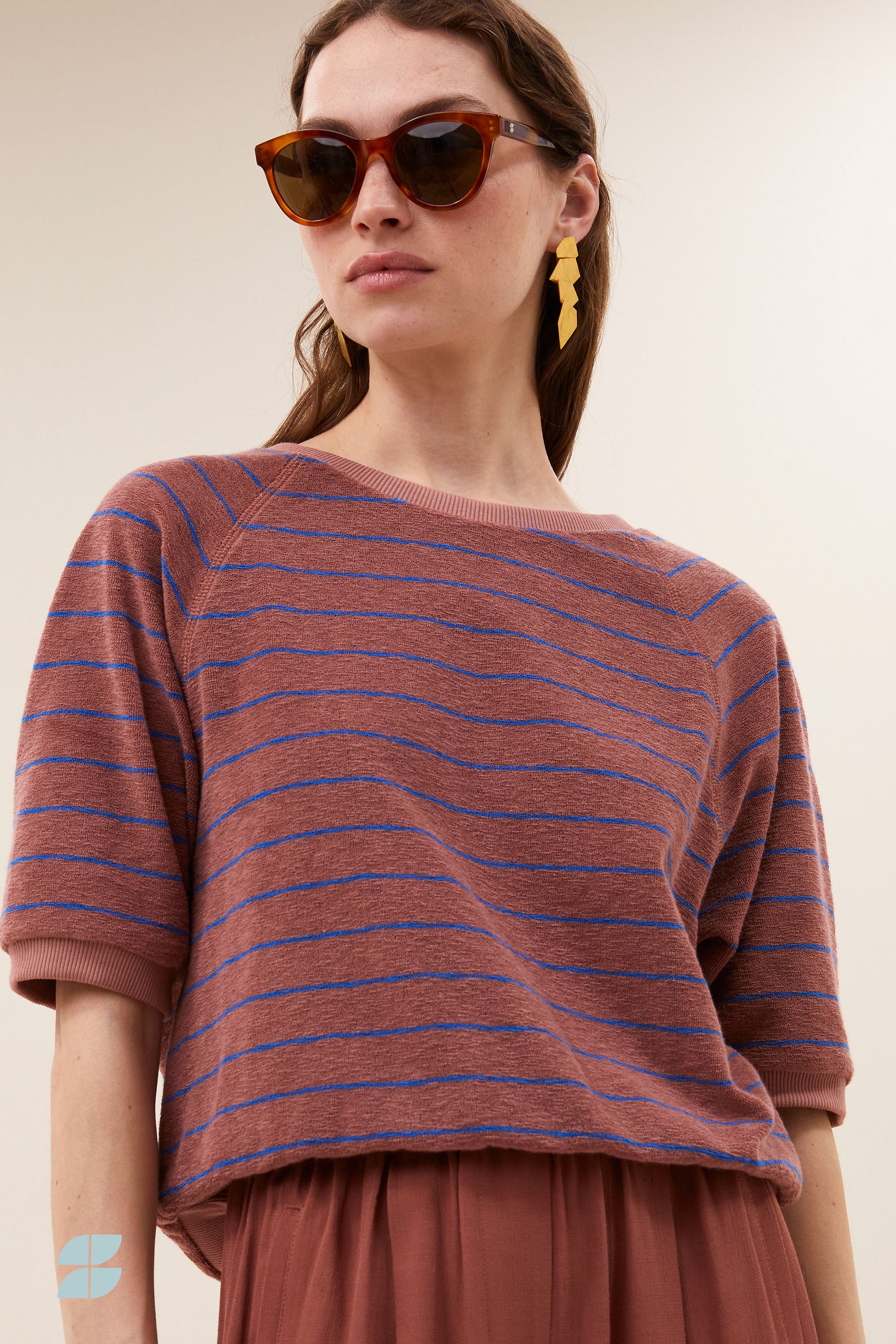 neva slub stripe top | withered rose stripe