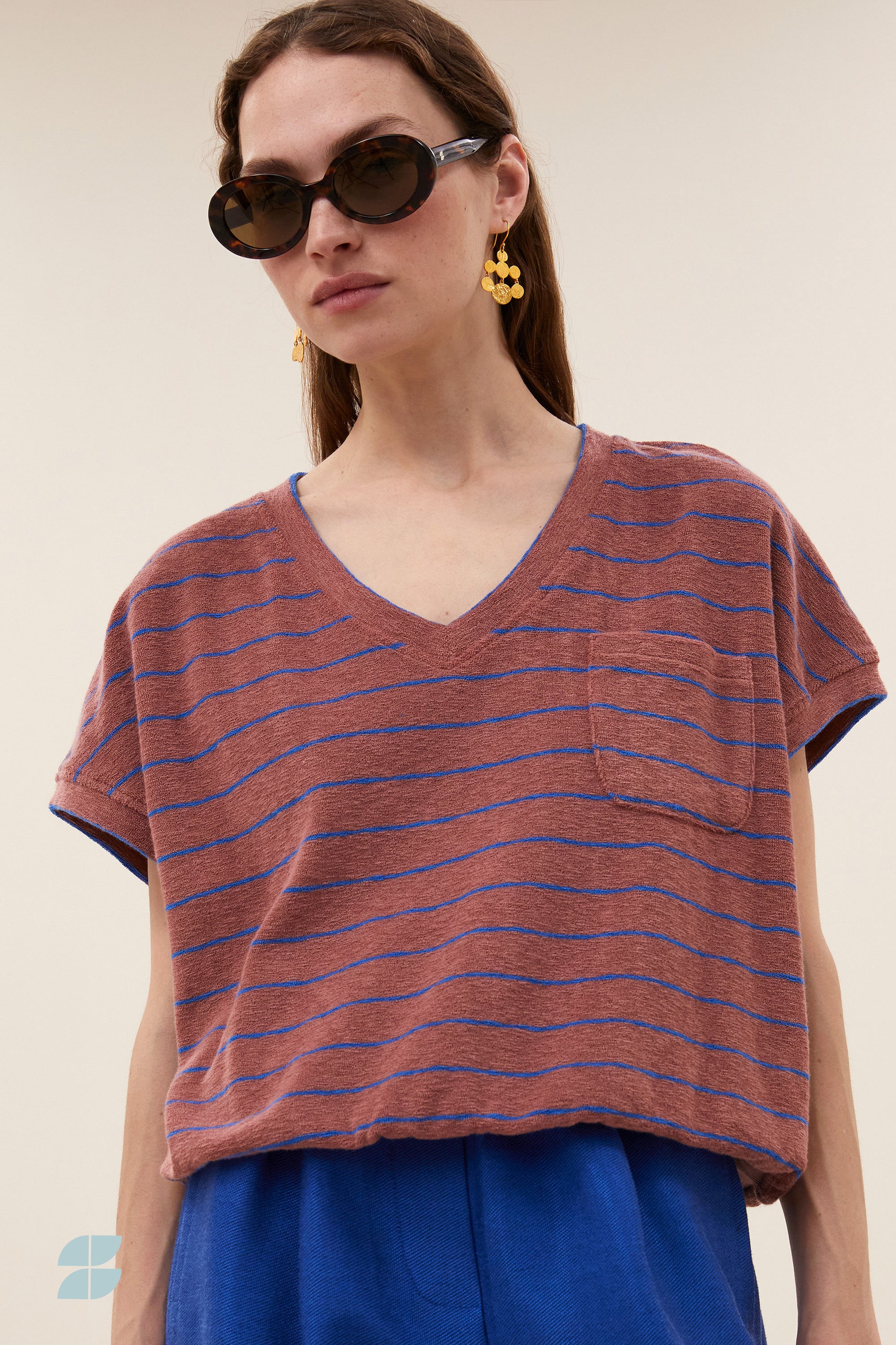 tyler slub stripe top | withered rose stripe
