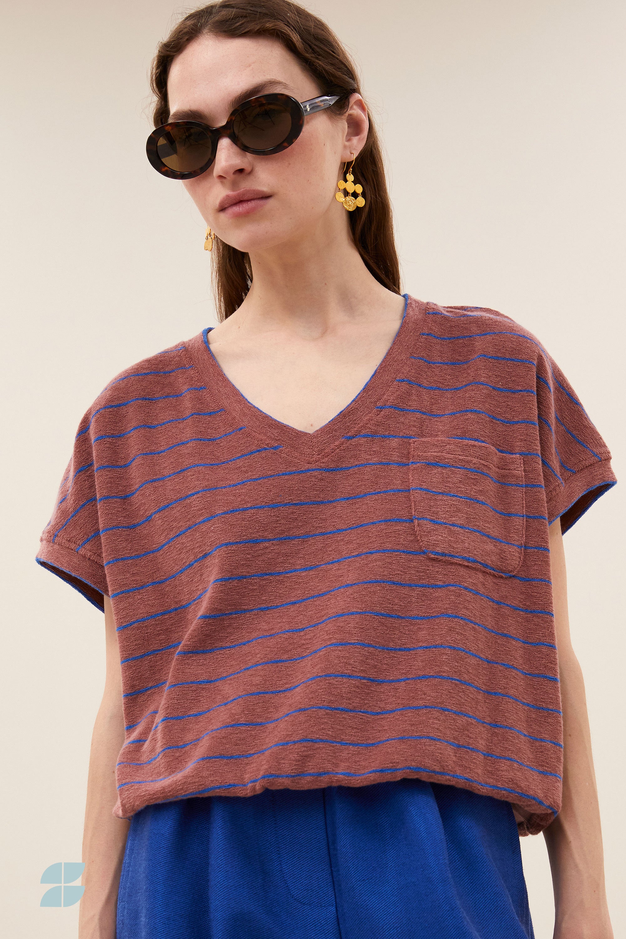 tyler slub stripe top | withered rose stripe