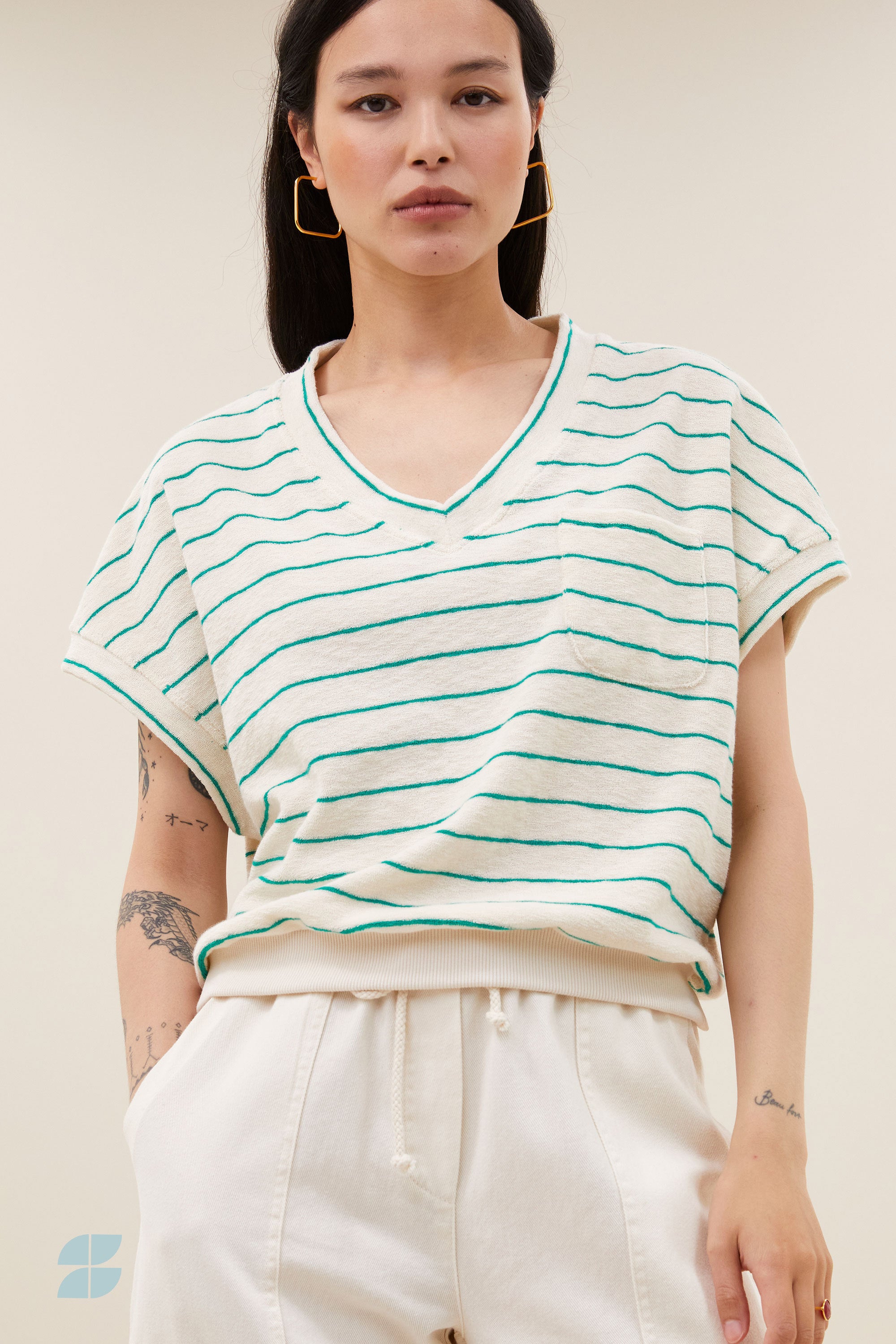 tyler slub stripe top | green lake stripe
