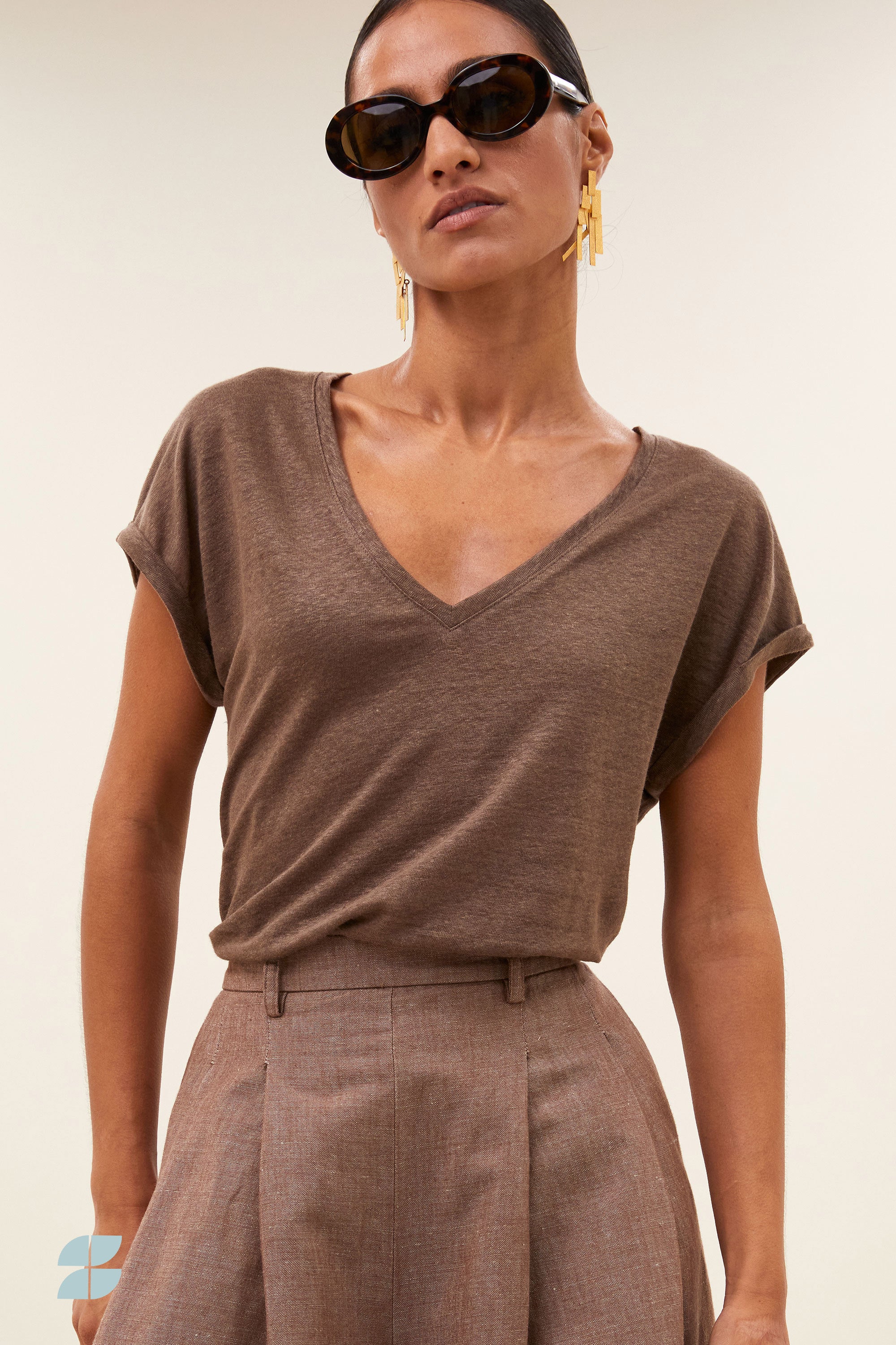 momi linen top | iced coffee