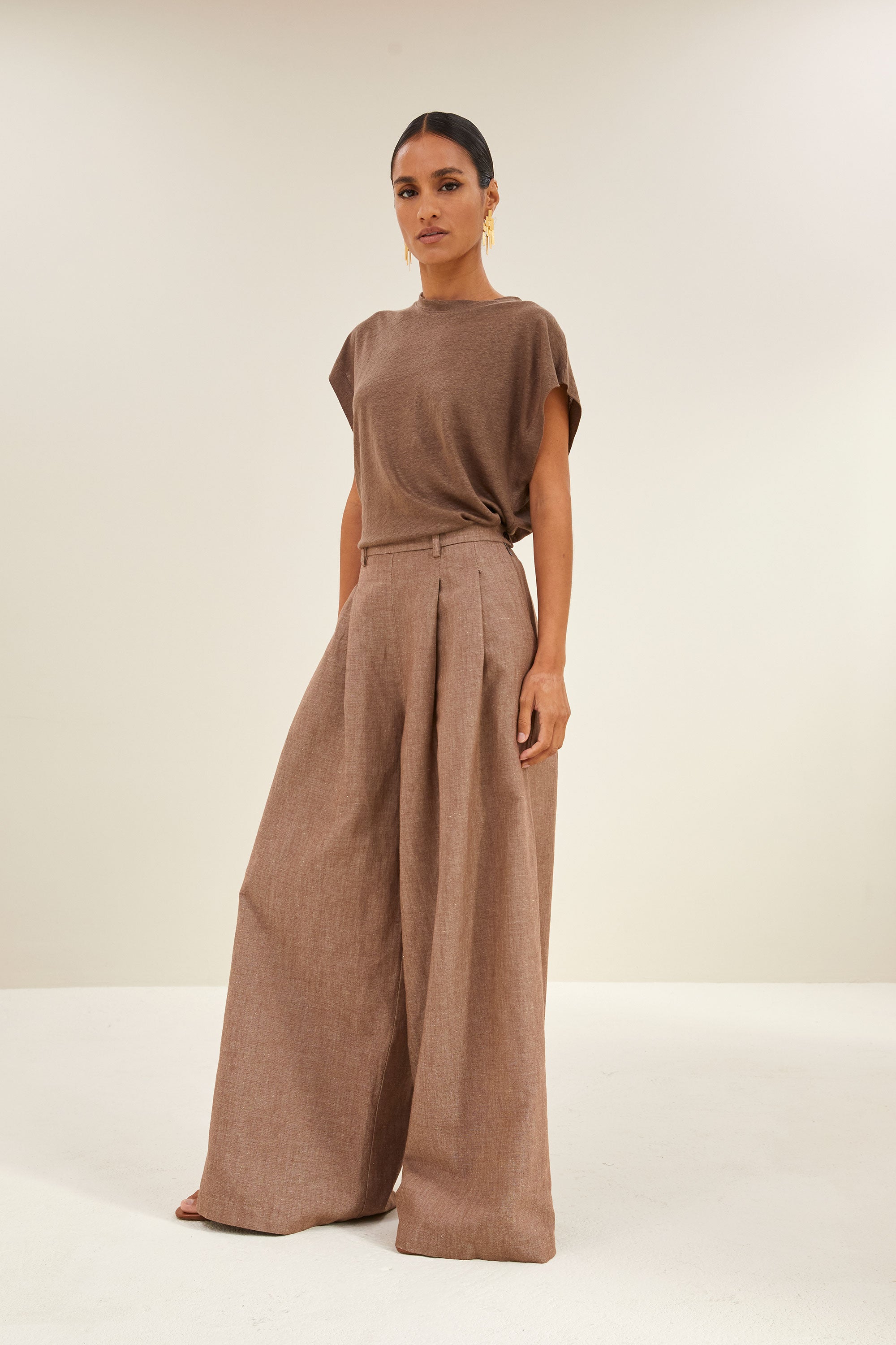 mason linen top | iced coffee