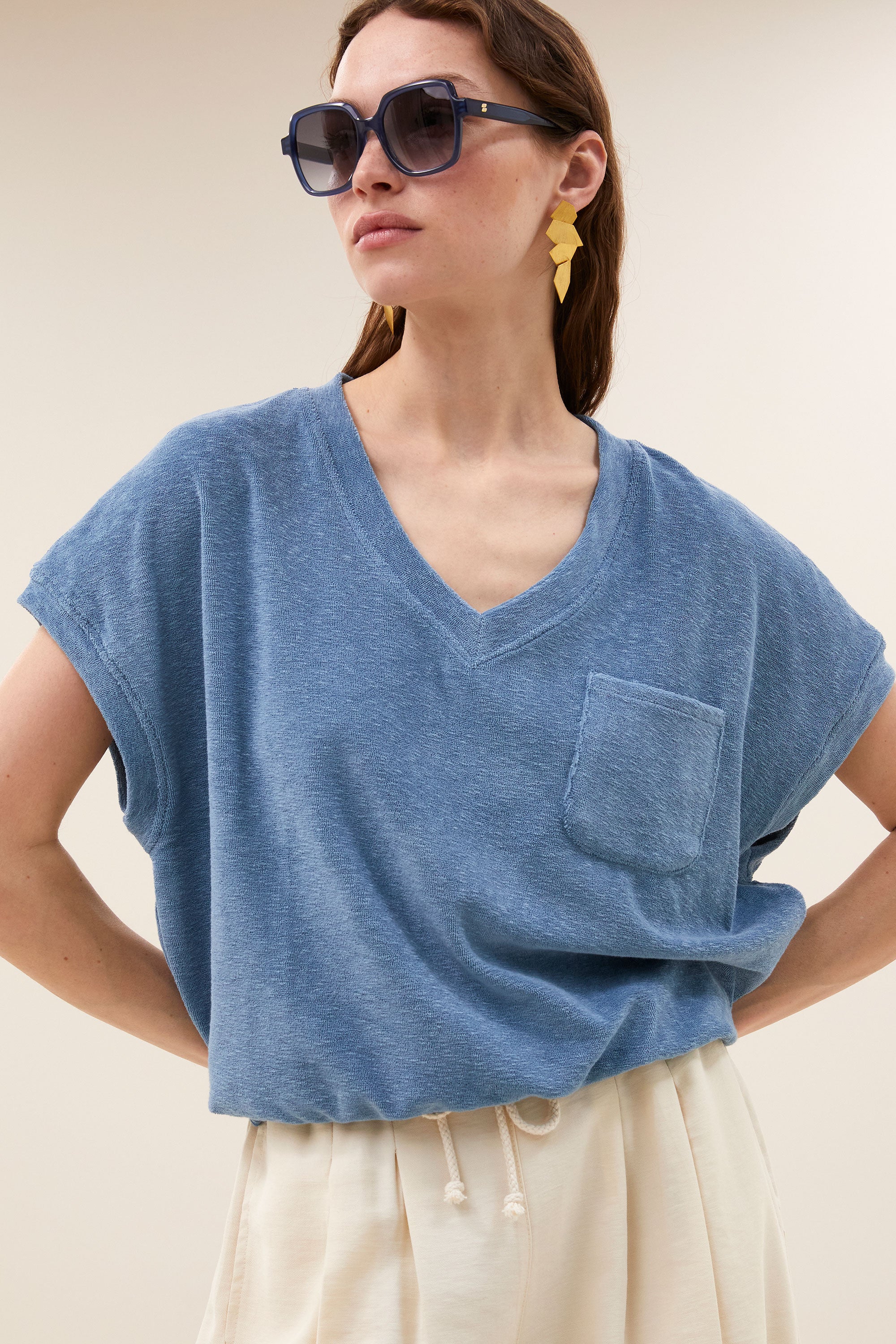 tyler slub top | blue stone