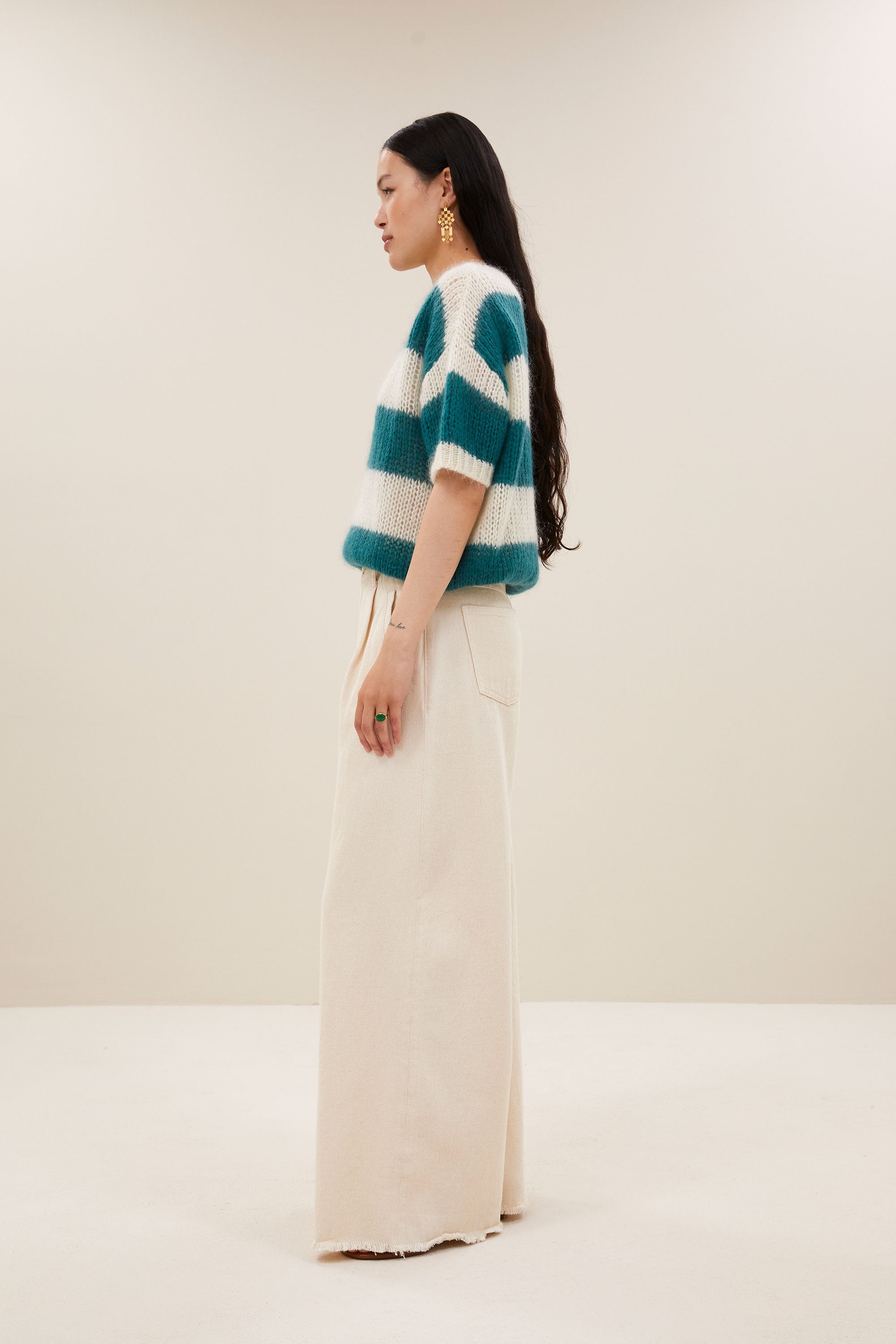 nino astro stripe pullover | teal stripe