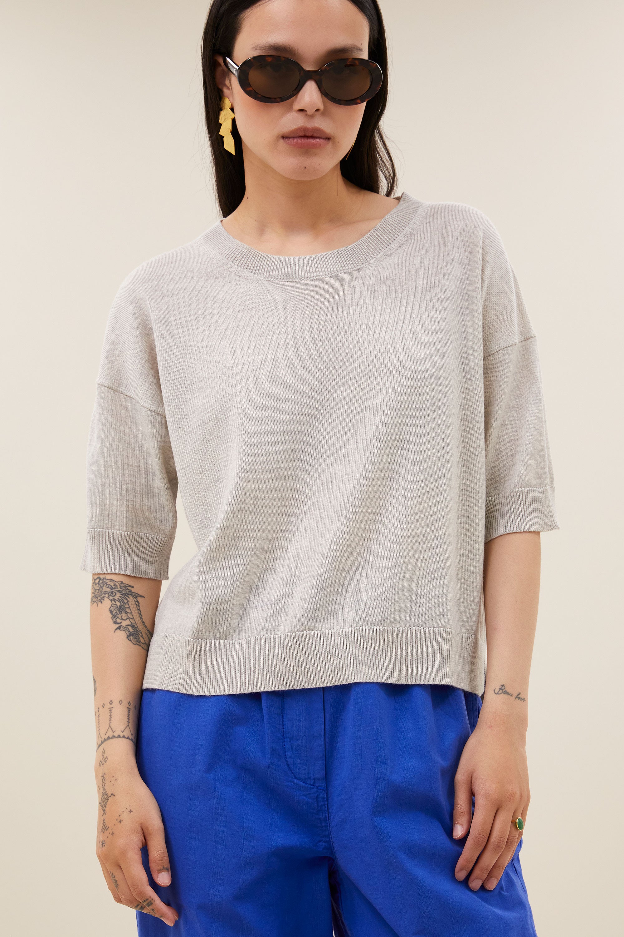holly ss pullover | light grey melee