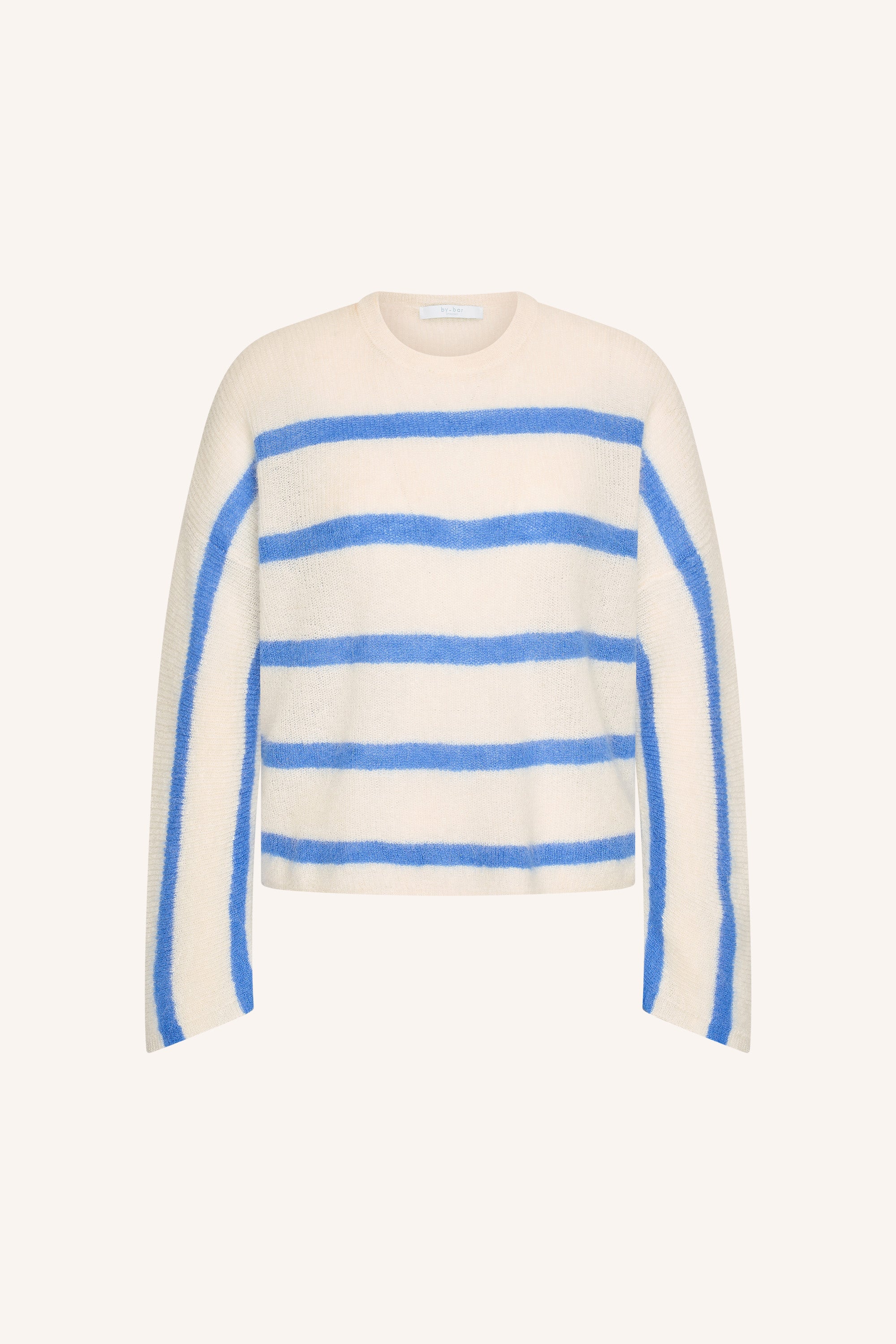 vide stripe pullover - azul blue stripe, short fit, dropped shoulder seams, loos fit - by-bar - product photo 