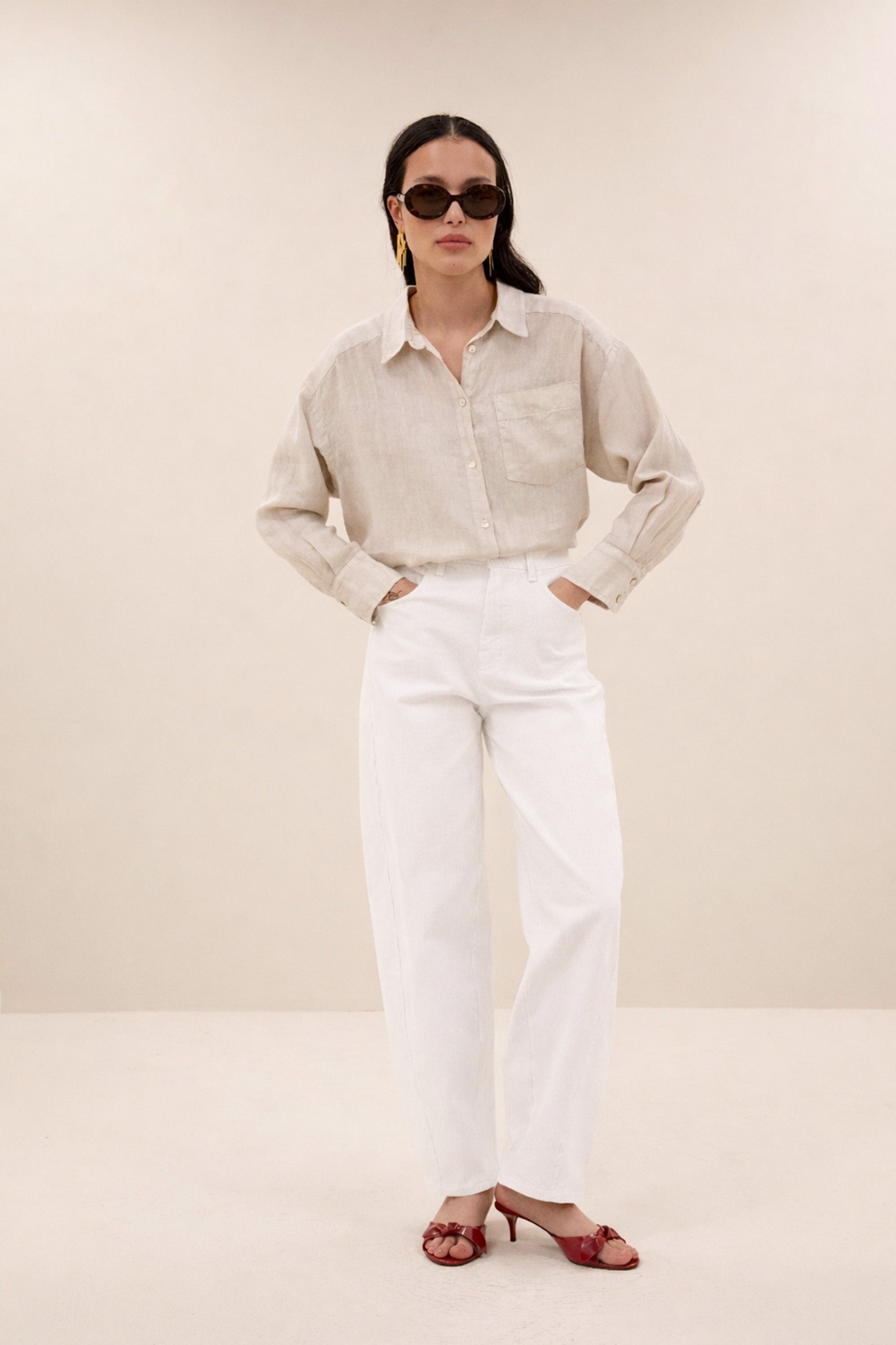 nima linen blouse | chalk