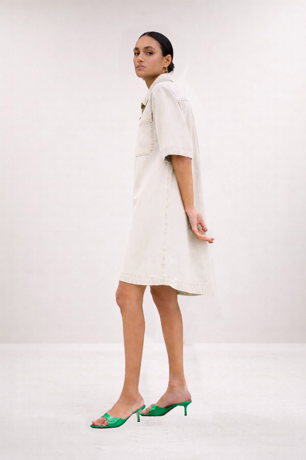 lexia twill dress | cloud white