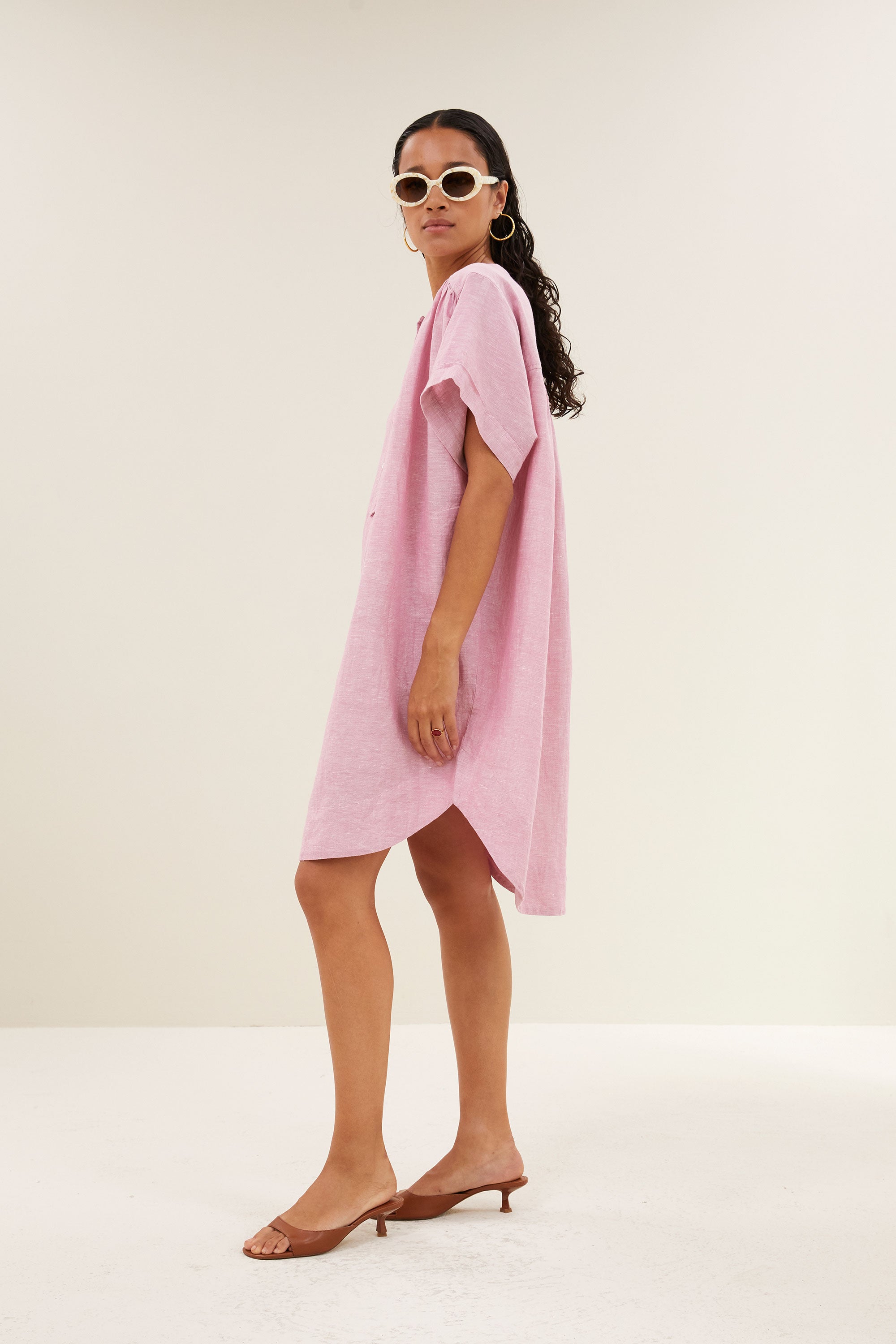 amber linen dress | dusty pink