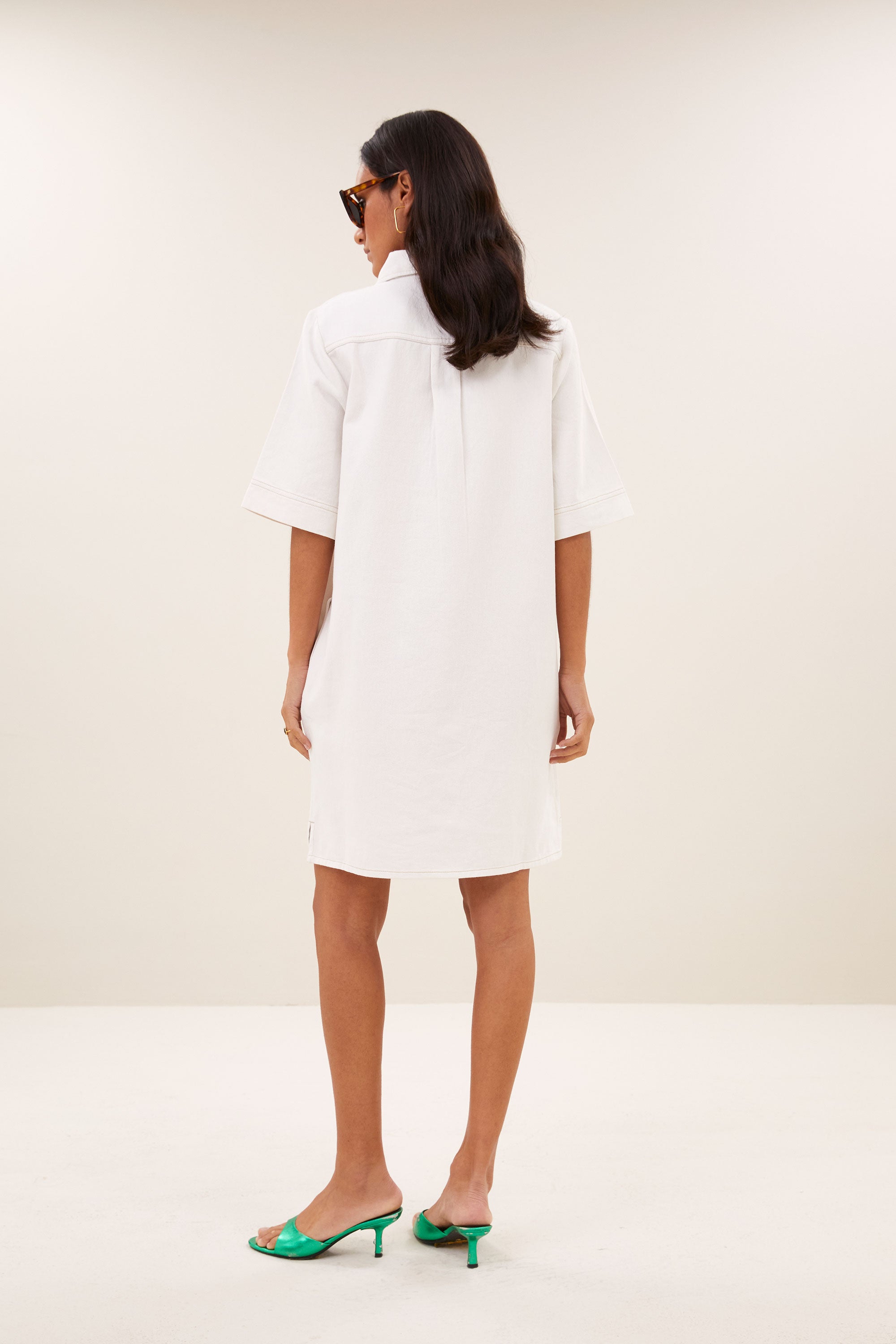philipe twill dress | cloud white
