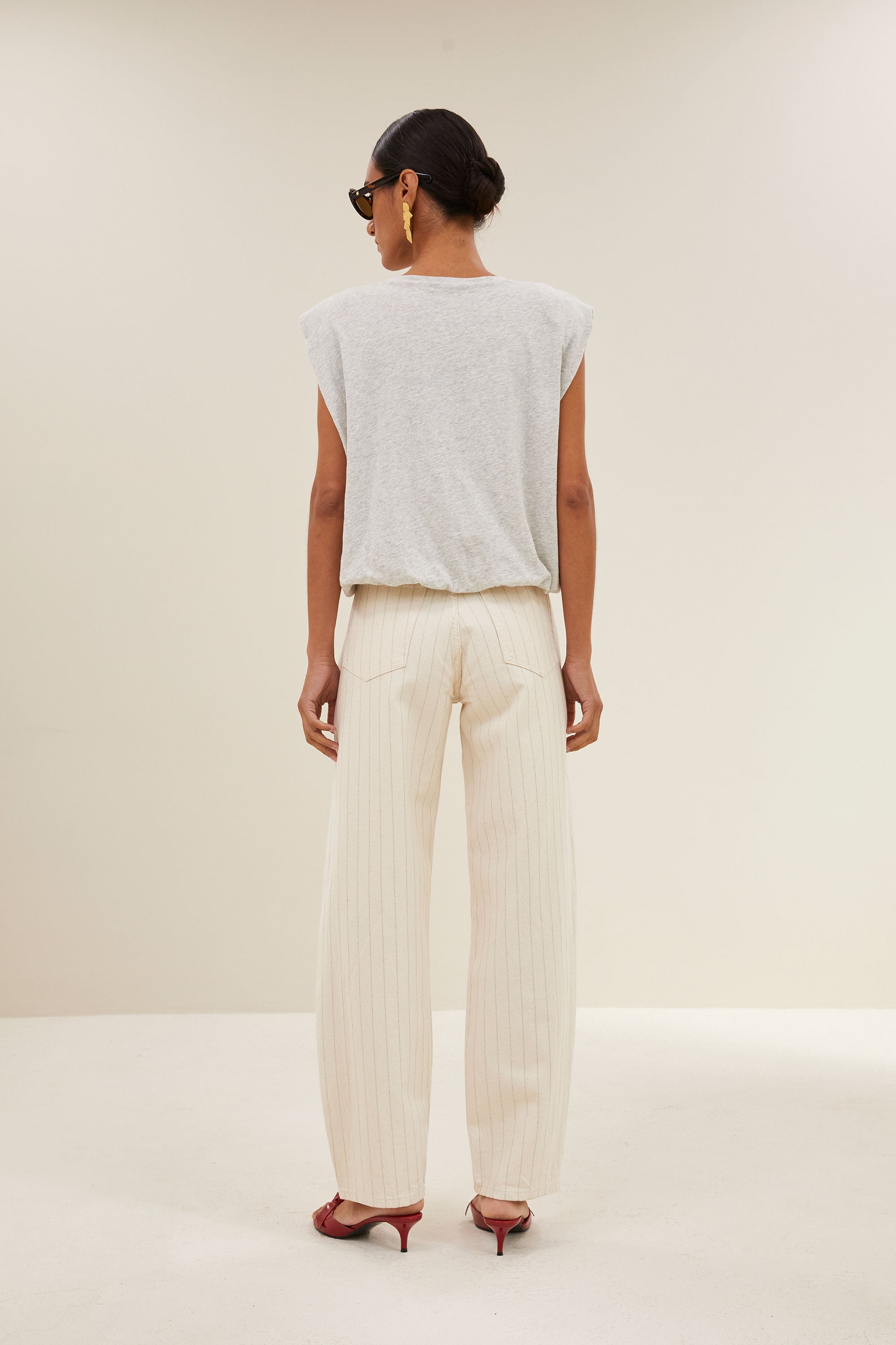 lew silver stripe pants | silver stripe