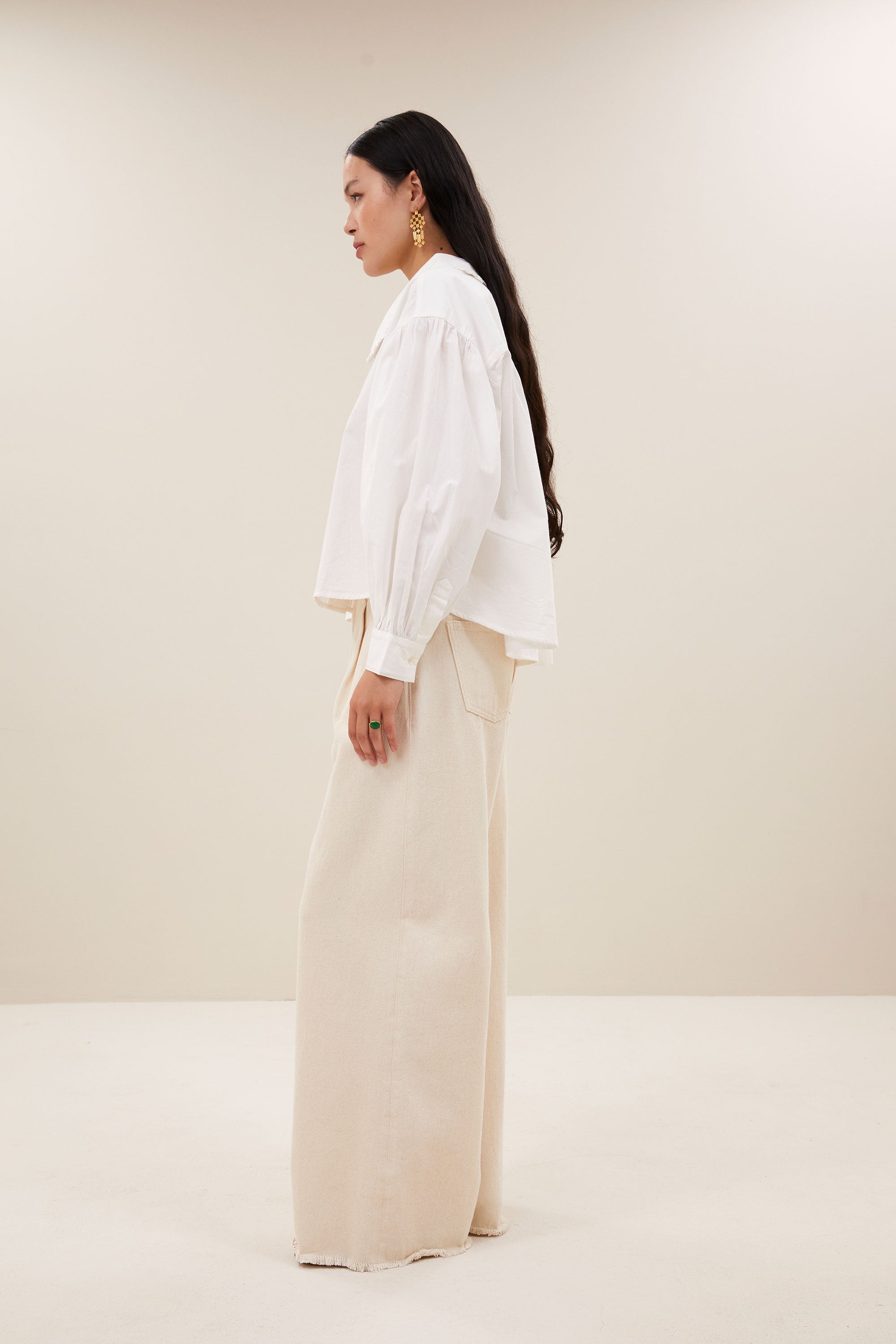 lux grain jeans | raw white