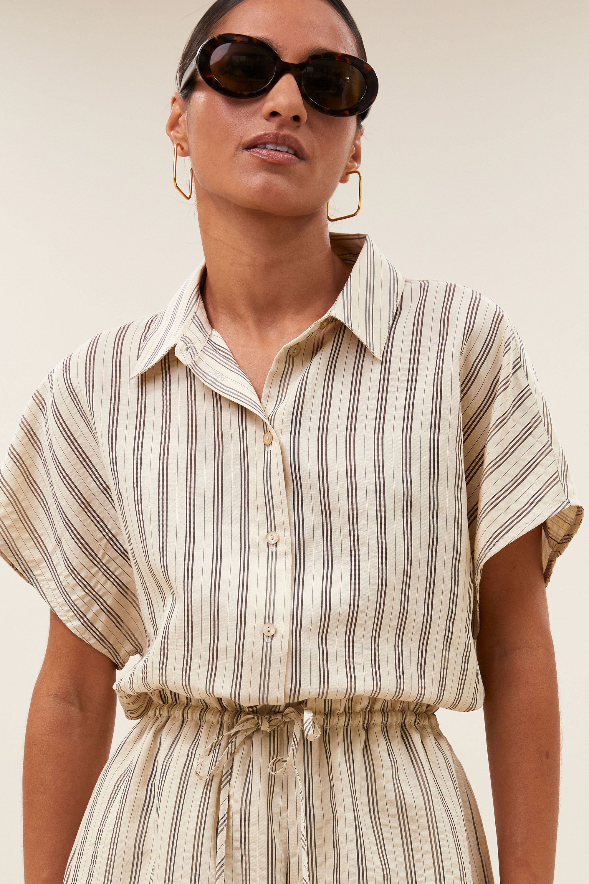 joan seer stripe pants | jet black stripe