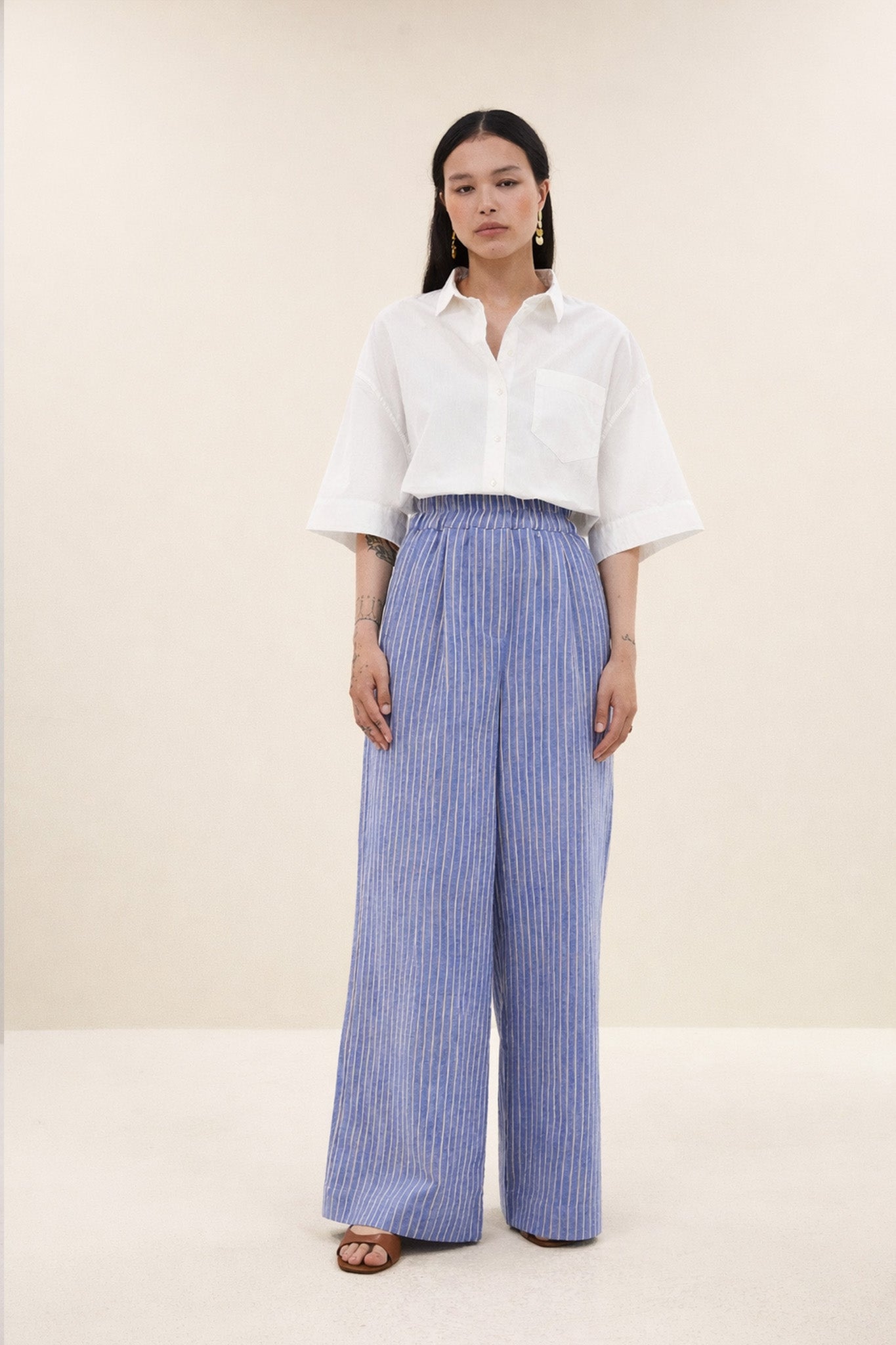 benji melange stripe pants | sapphire blue stripe