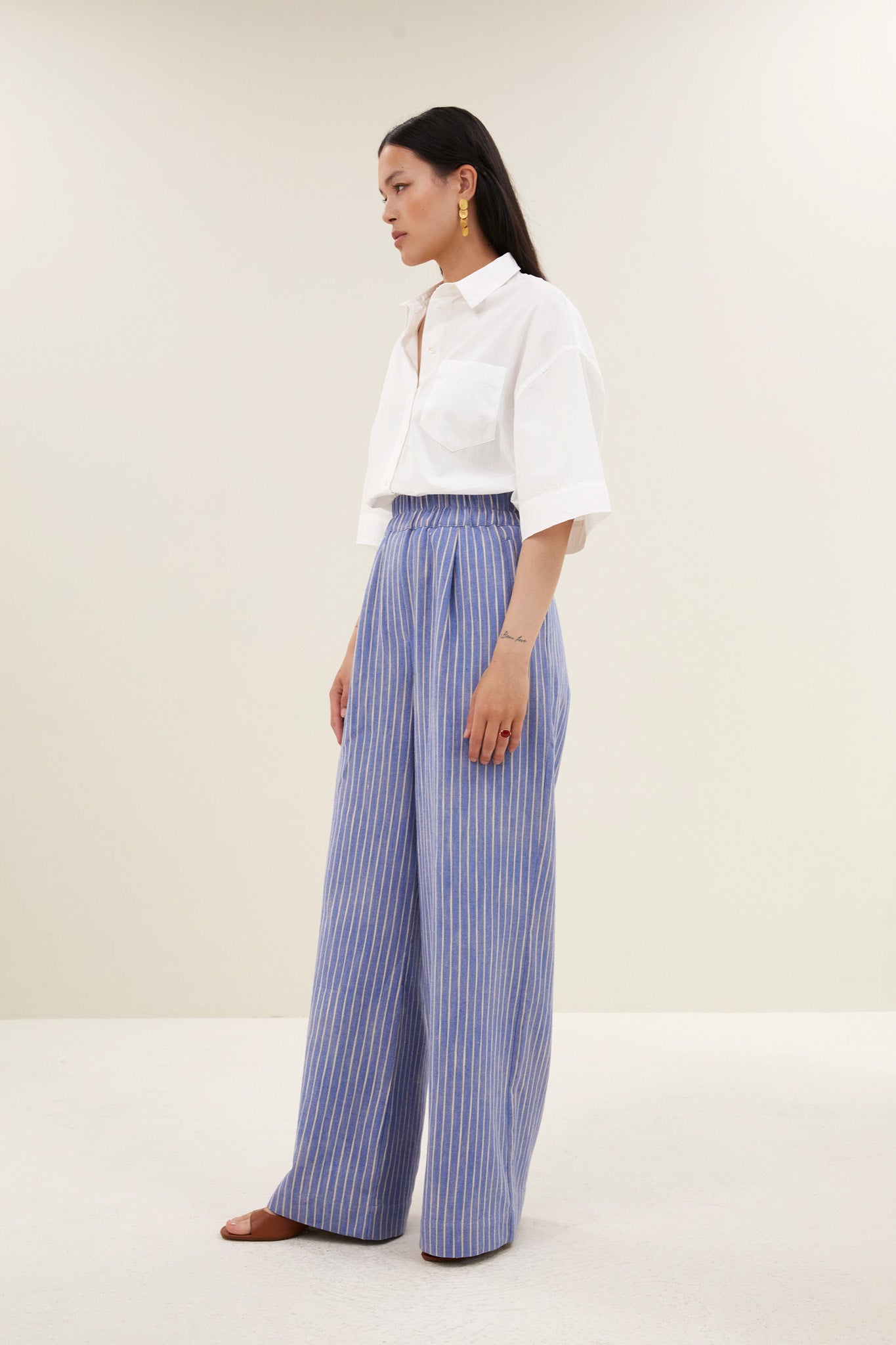benji melange stripe pants | sapphire blue stripe