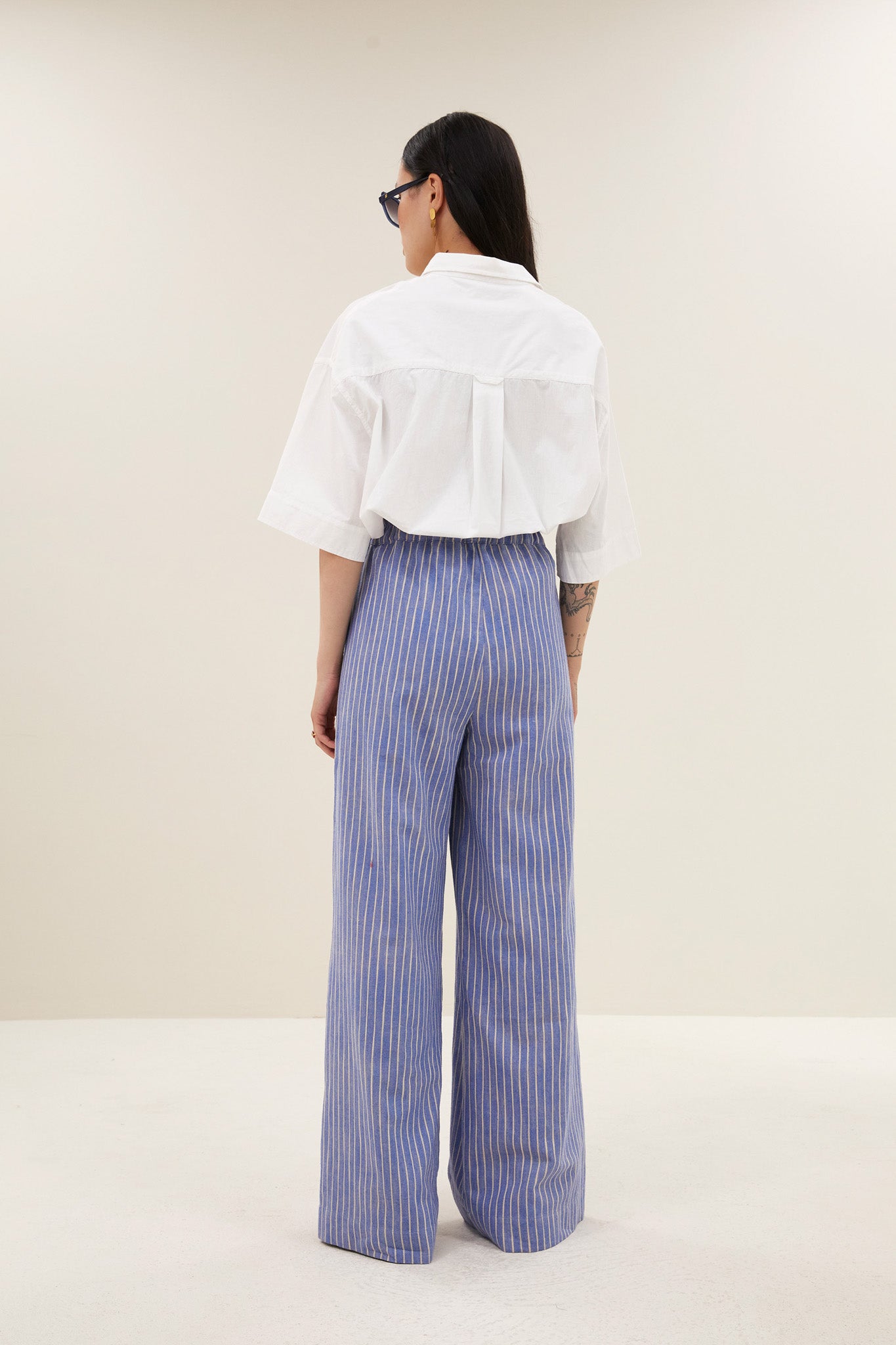 benji melange stripe pants | sapphire blue stripe